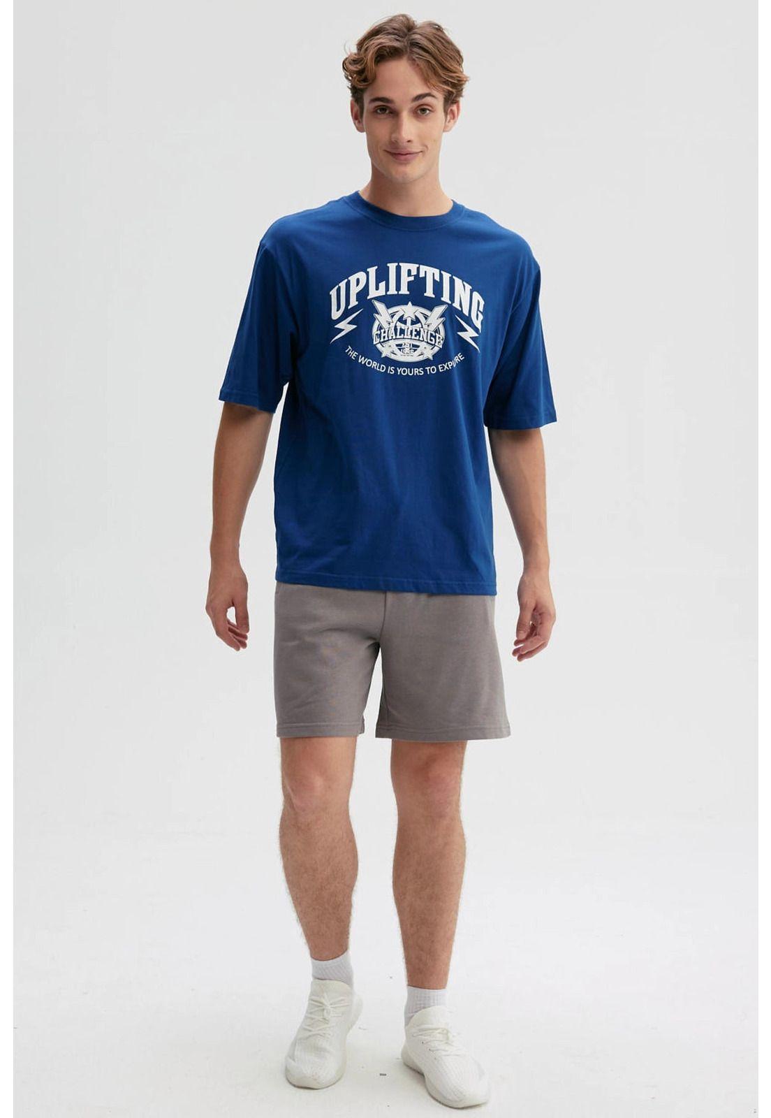 Polera Hombre Print Central Azul - lV-3