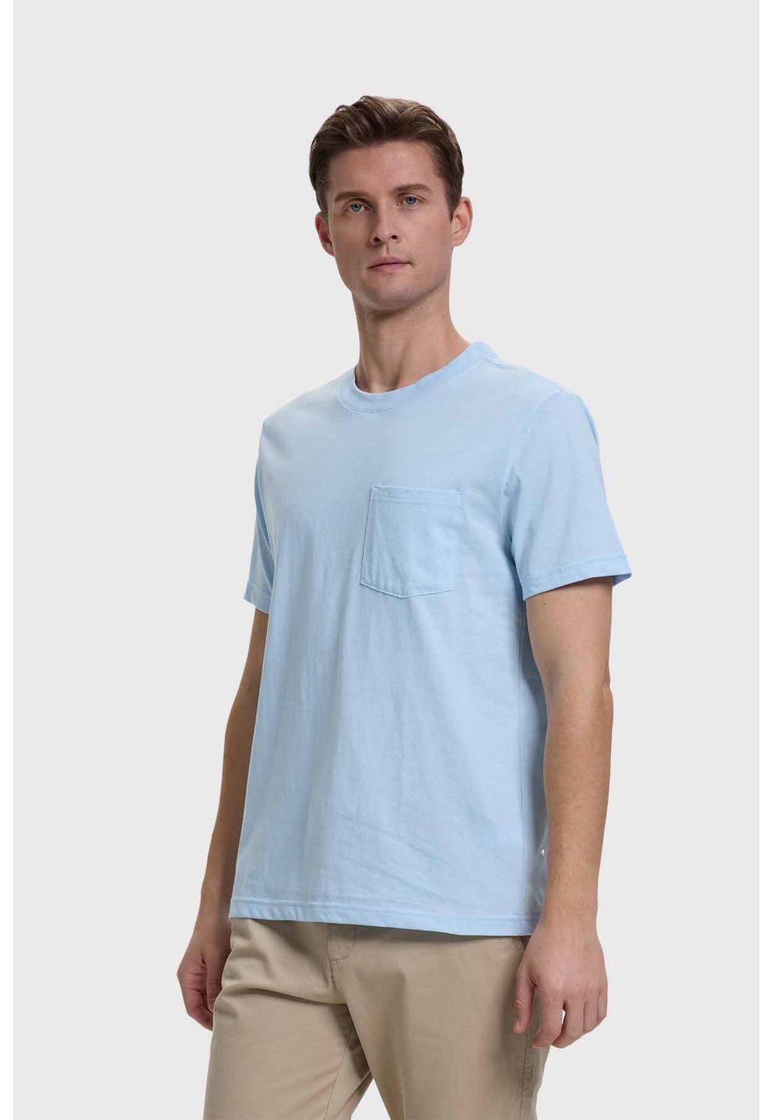 Polera Hombre Básica Con Bolsillo Celeste - ll-1