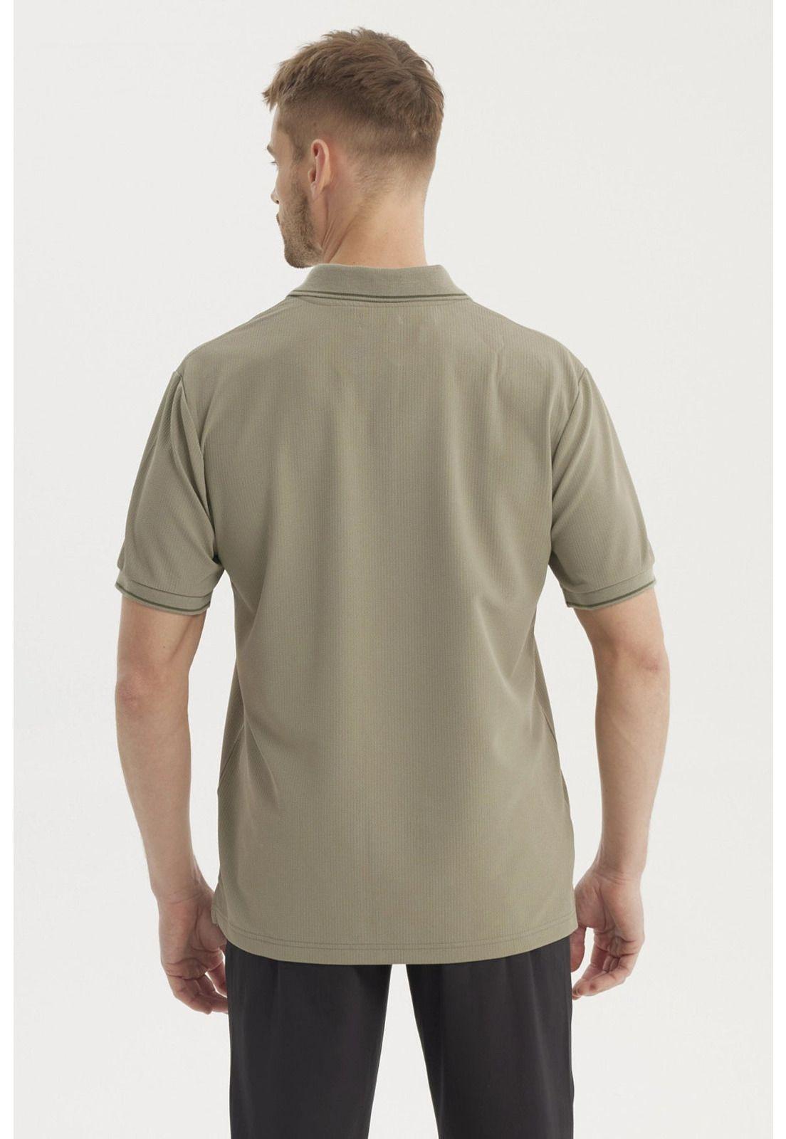 Polera Hombre Slim Cuello Camisero Verde-2