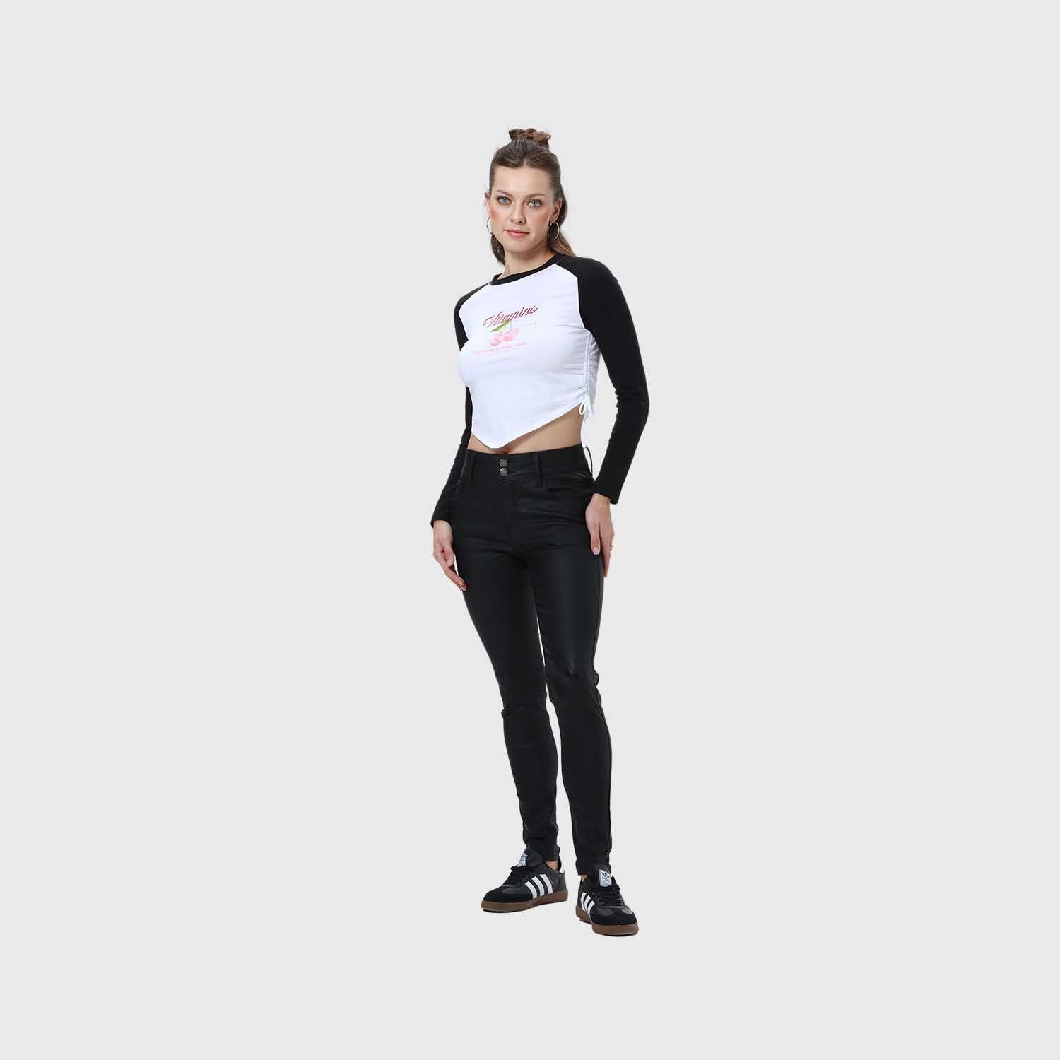 Jeans Mujer Skinny Engomado Negro-3