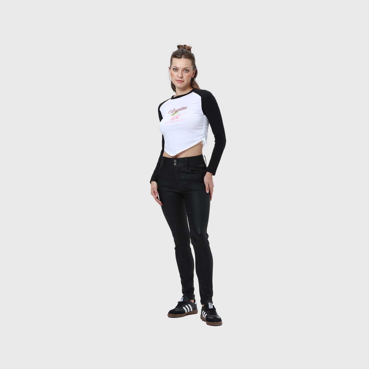 Jeans Mujer Skinny Engomado Negro-3