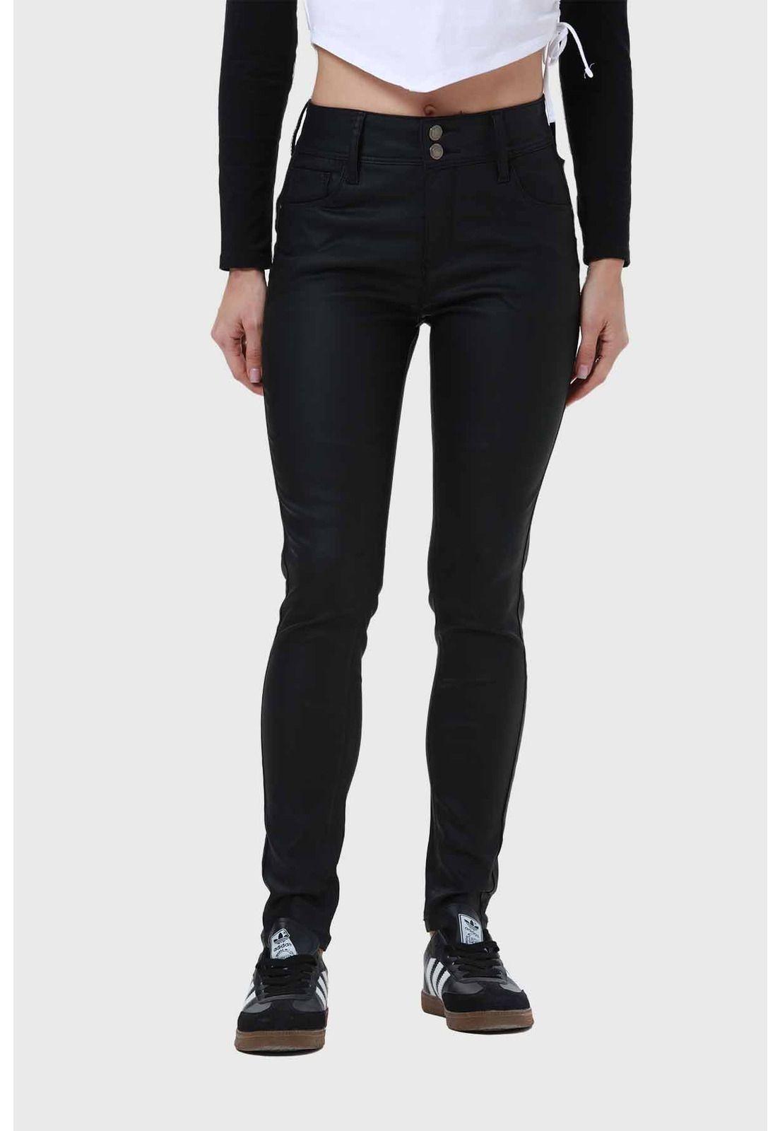 Jeans Mujer Skinny Engomado Negro-0