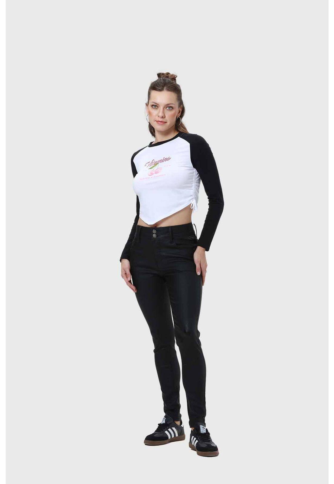 Jeans Mujer Skinny Engomado Negro-3