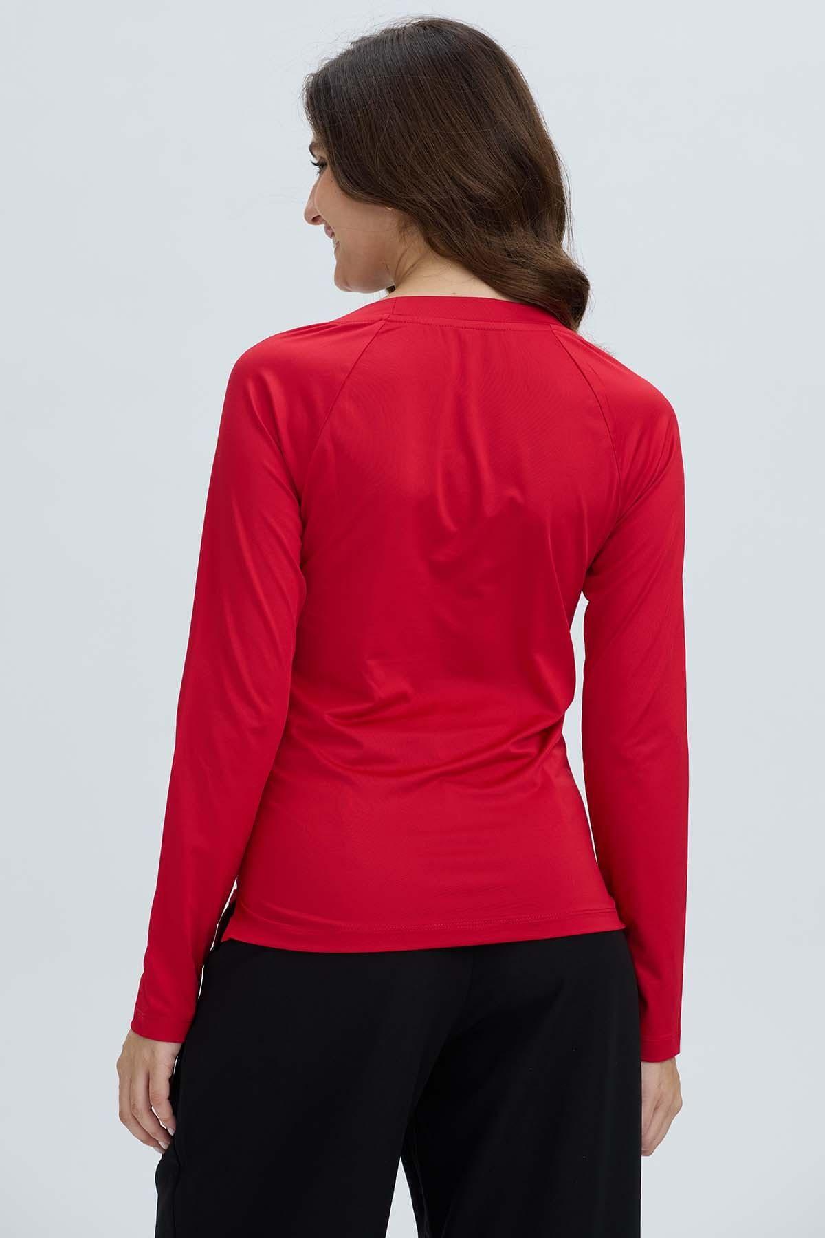 Polera Mujer Abertura y Lazo Rojo Oscuro-2