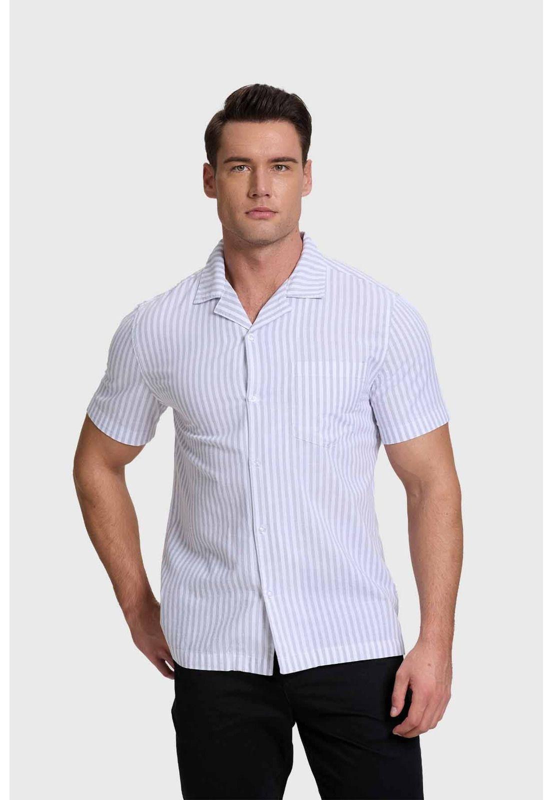 Camisa Hombre Rayas Gris - ll-0