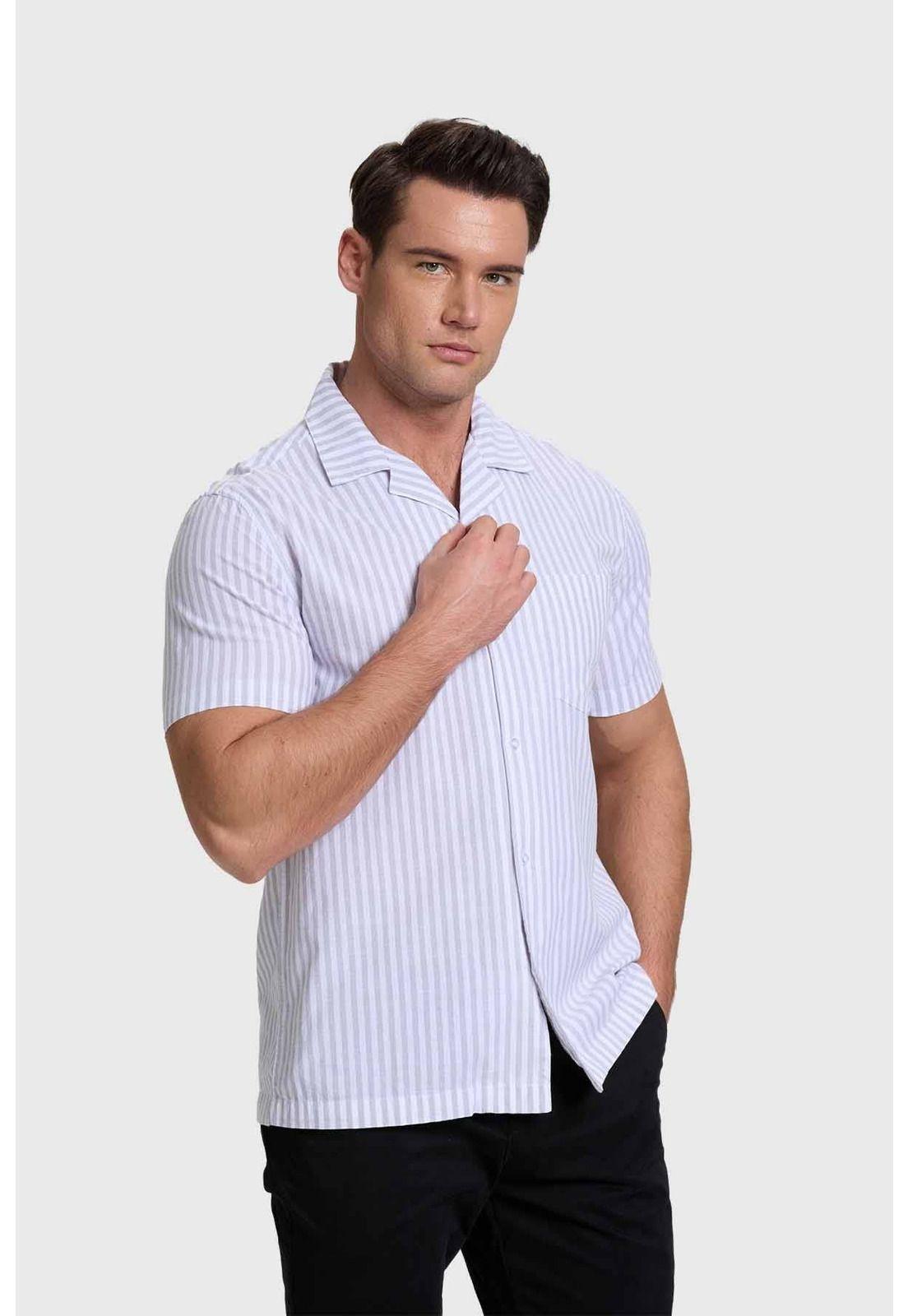Camisa Hombre Rayas Gris - ll-1