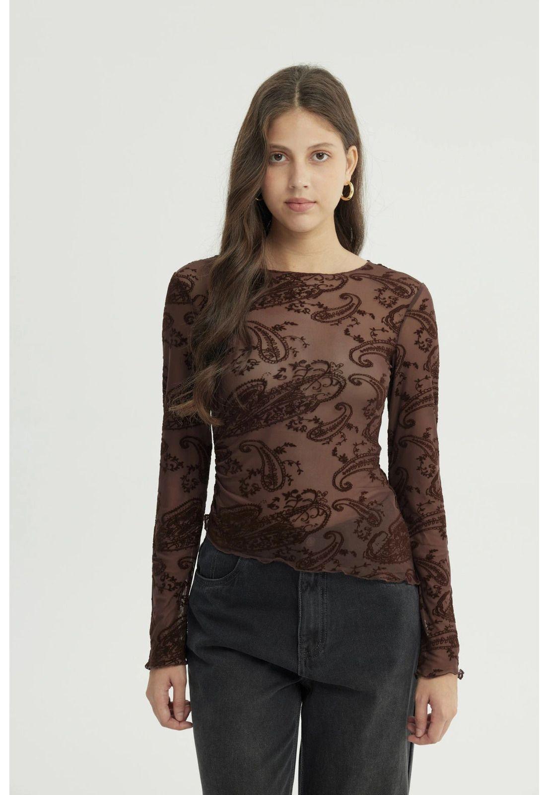 Polera Mujer Ajustado Café - Vll-0