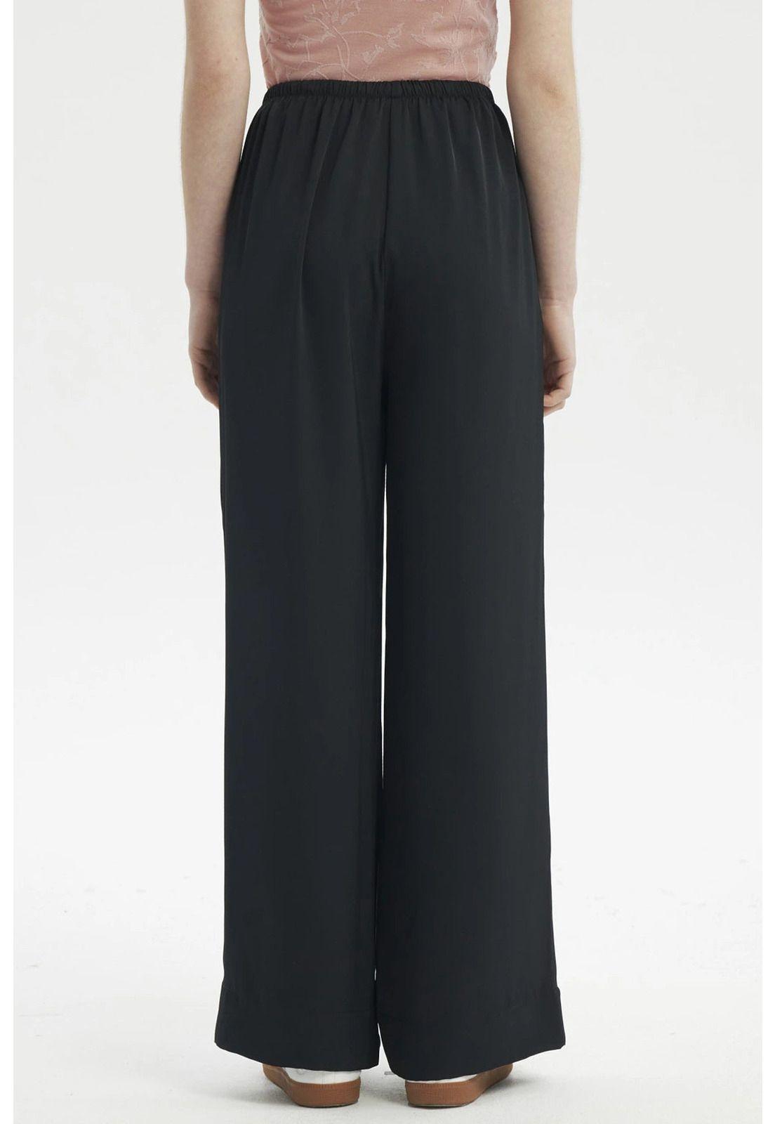 Pantalón Mujer Holgado Amplio Con Cordón Negro-2