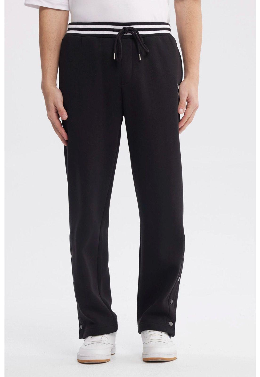 Pantalón Buzo Hombre Juvenil Calce Recto Negro-0