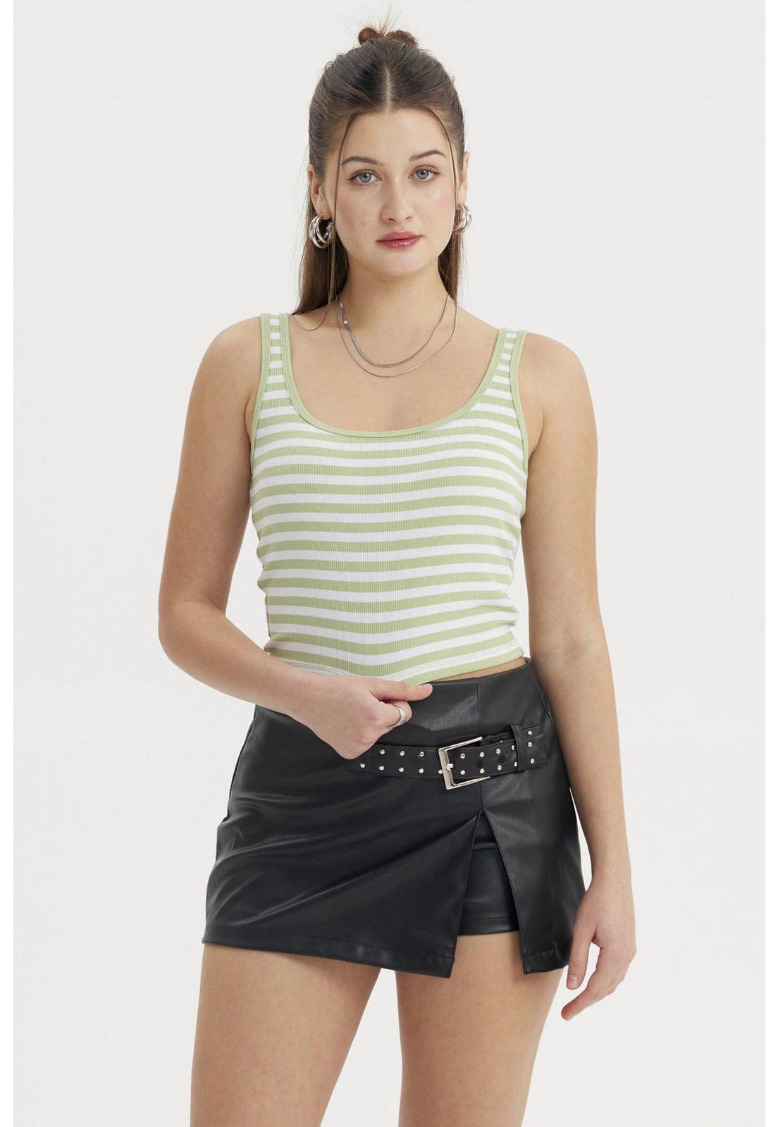 Polera Mujer Escote Cuadrado Verde- ll-0