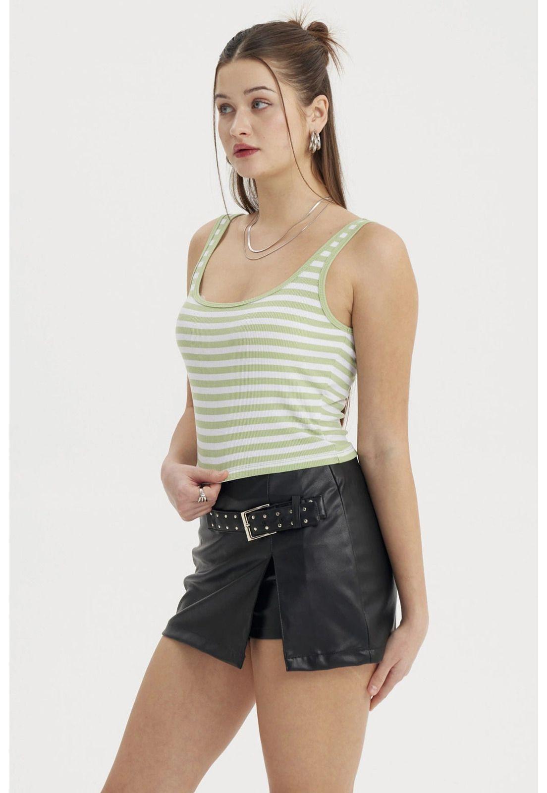 Polera Mujer Escote Cuadrado Verde- ll-1