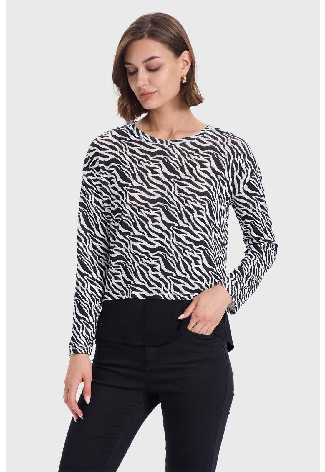 Sweater Mujer Con Faldón Blanco-1