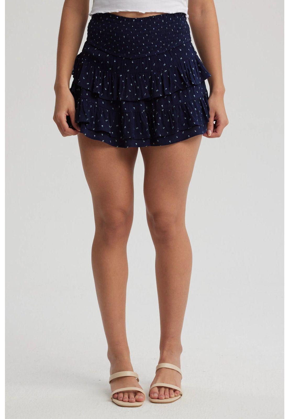 Falda Mujer Corta Vuelos Print Azul-0
