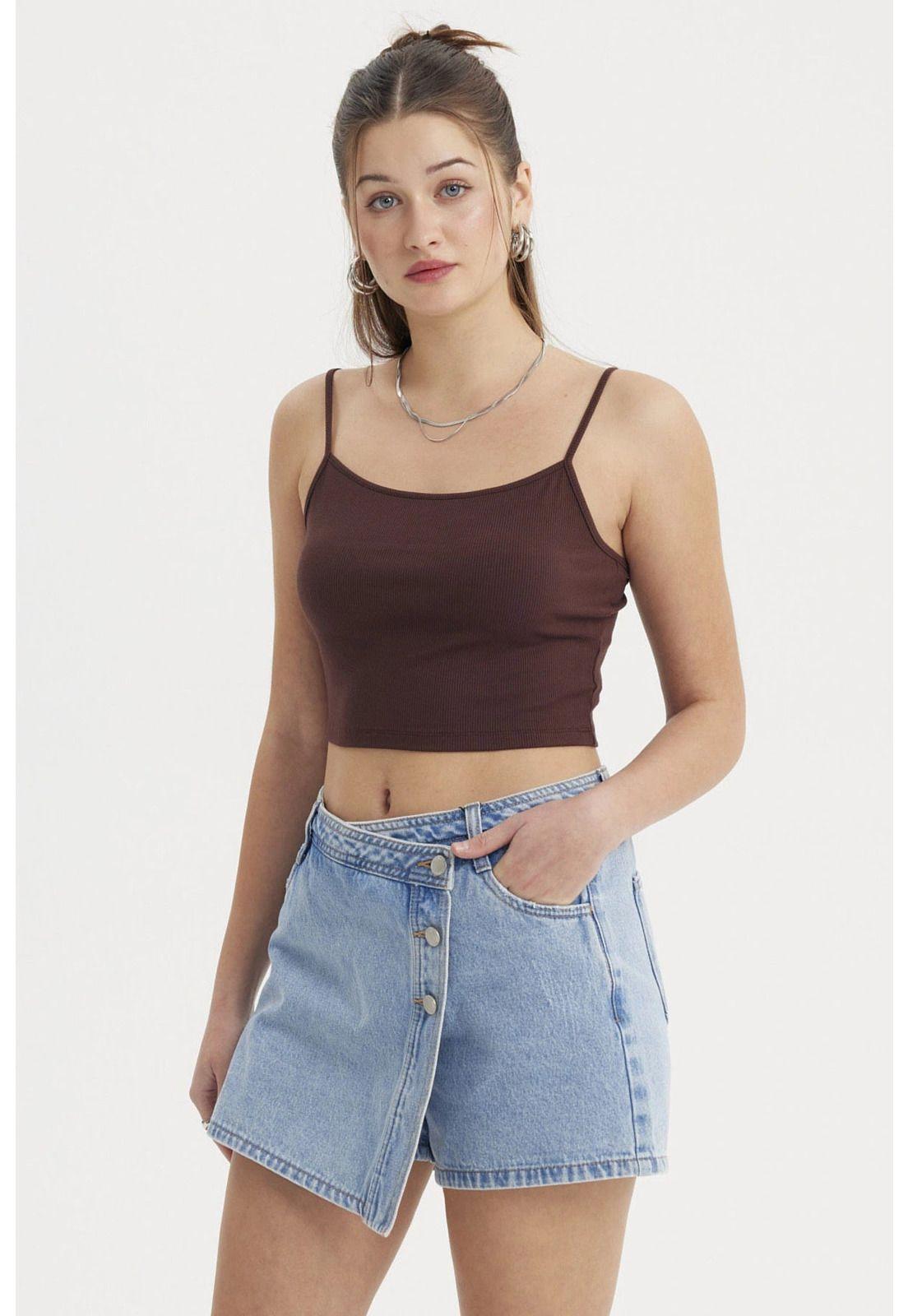 Peto Mujer Crop Rib Café Oscuro-1