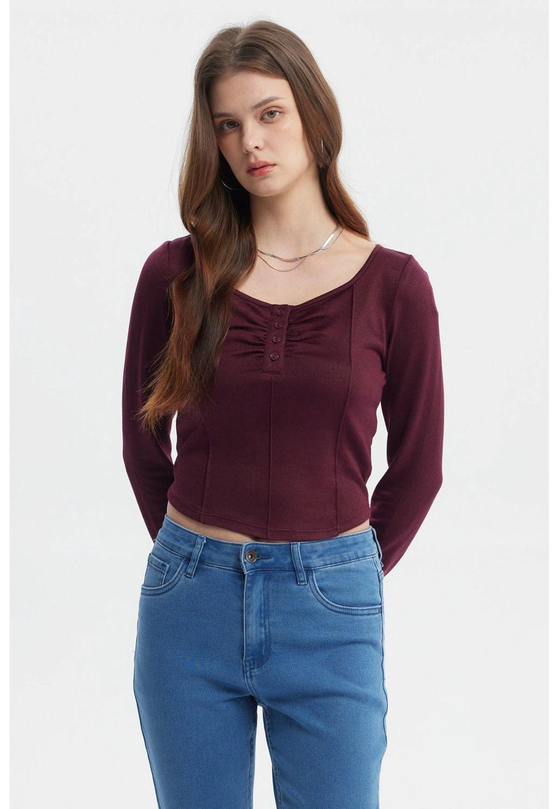 Polera Mujer Ajustado Rojo - V-0