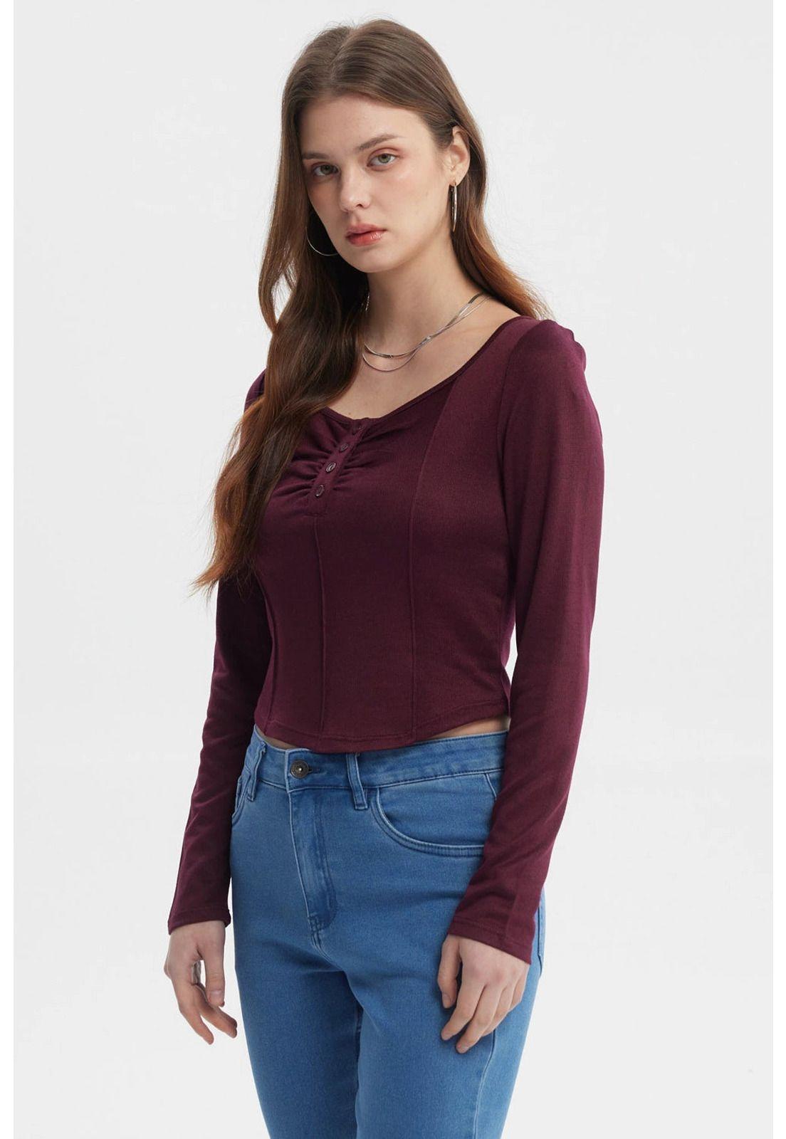 Polera Mujer Ajustado Rojo - V-1