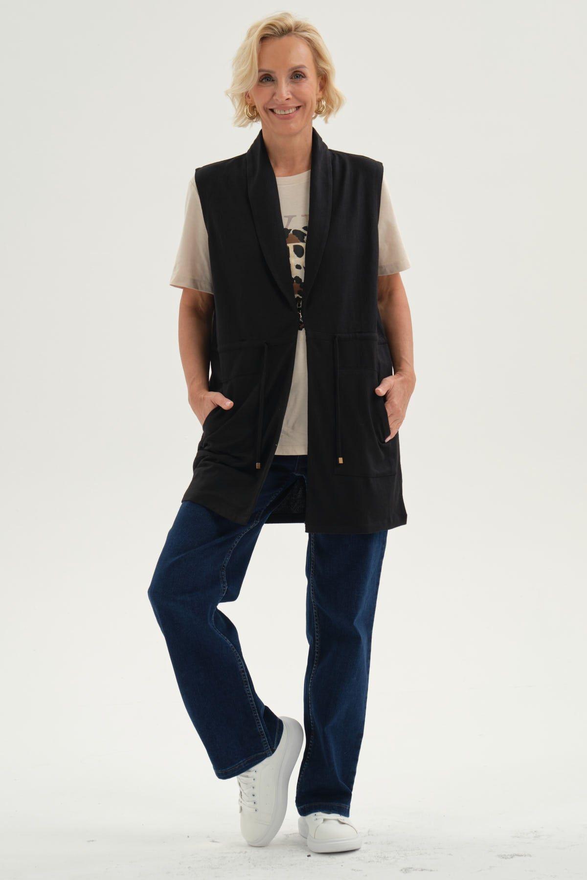 Sweater Mujer Abierto Negro-3