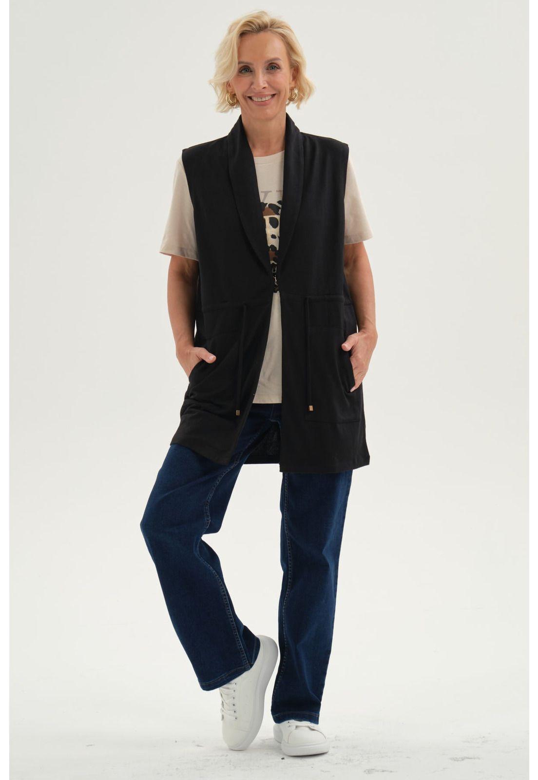 Sweater Mujer Abierto Negro-3