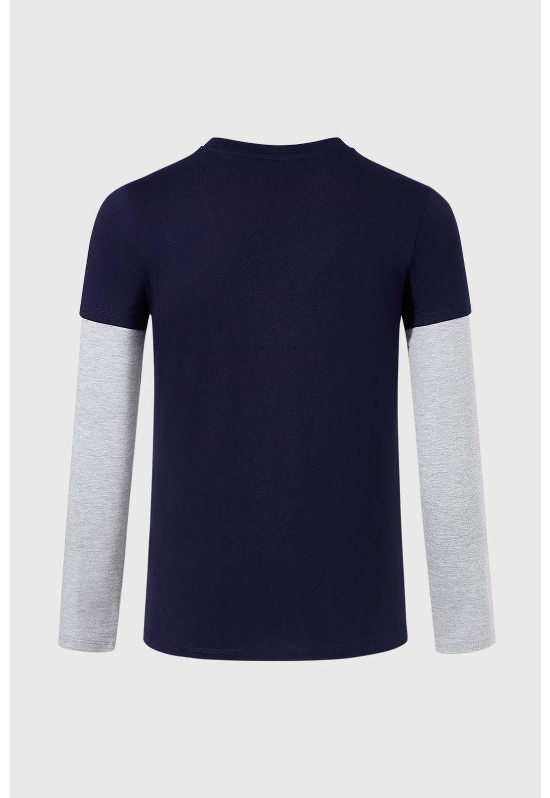 Polera Niño Doble Manga Básica Azul - lll-1