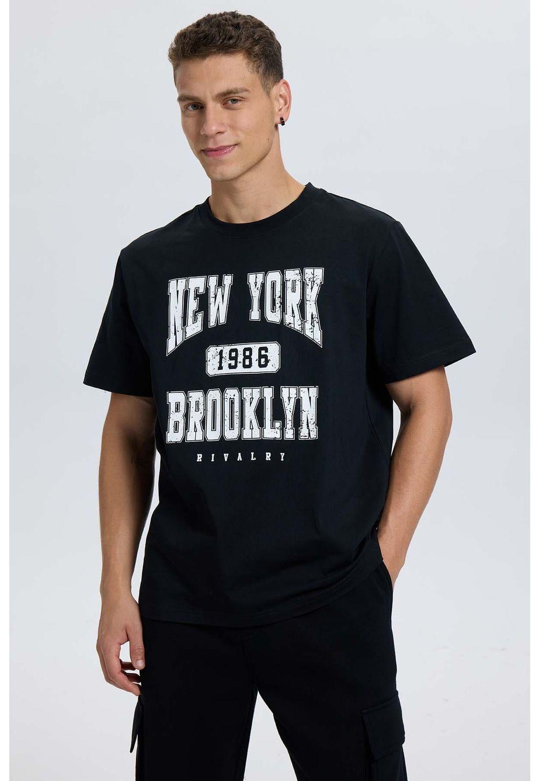 Polera Hombre College Print Cent Negro-1