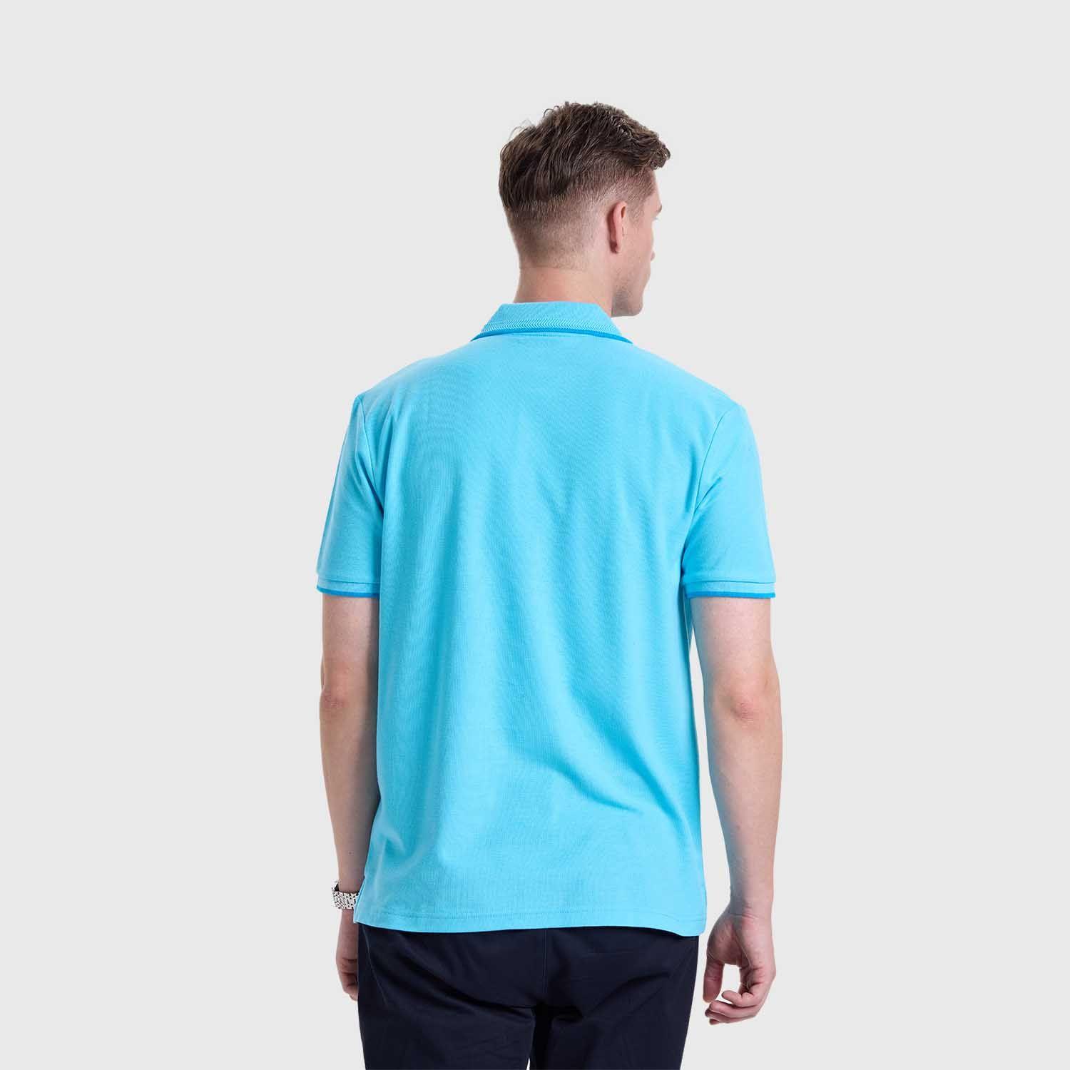 Polera Hombre Piqué Básica Lisa Azul Cielo Fashions Park-2