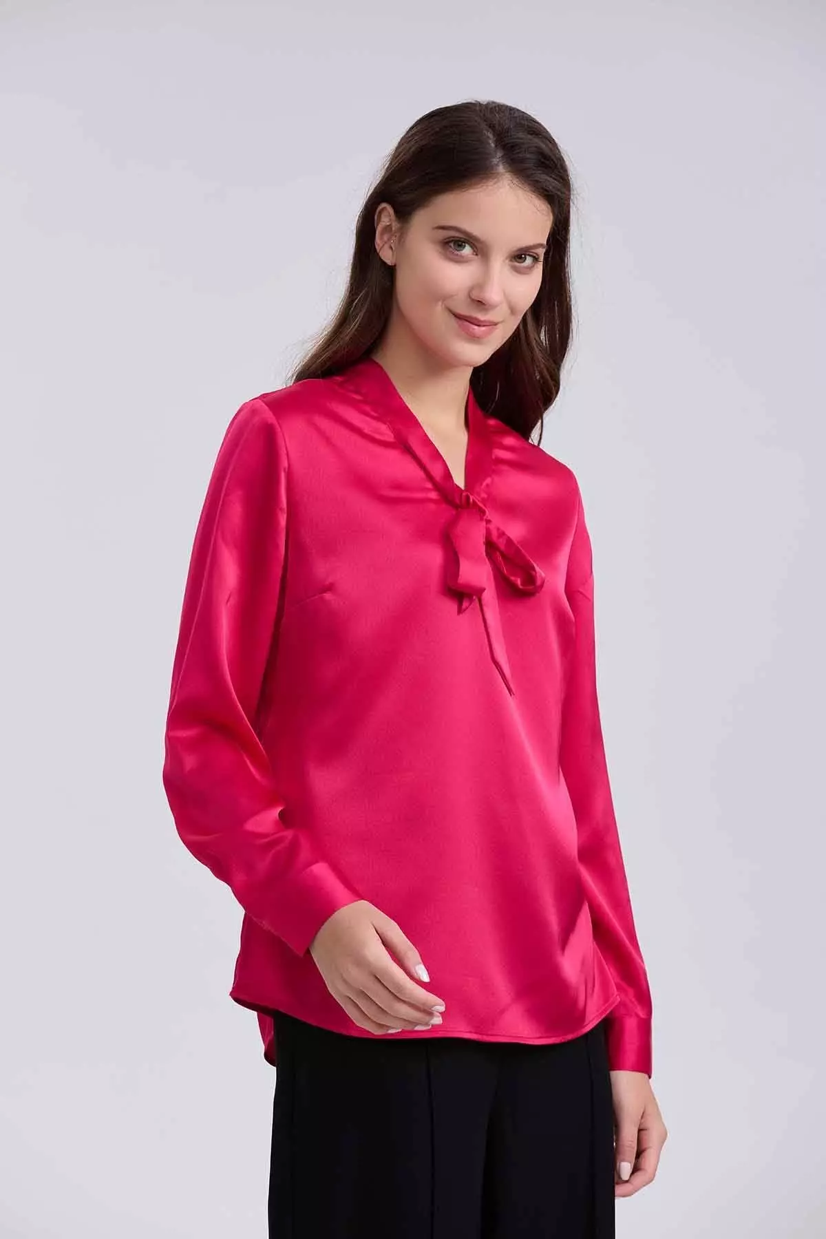 Blusa Mujer Con Lazo Fucsia-1
