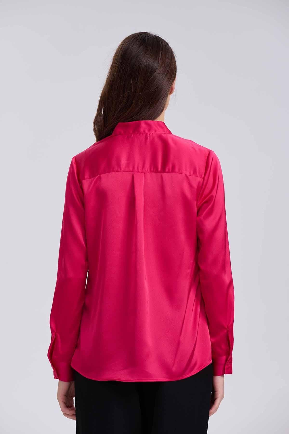Blusa Mujer Con Lazo Fucsia-2