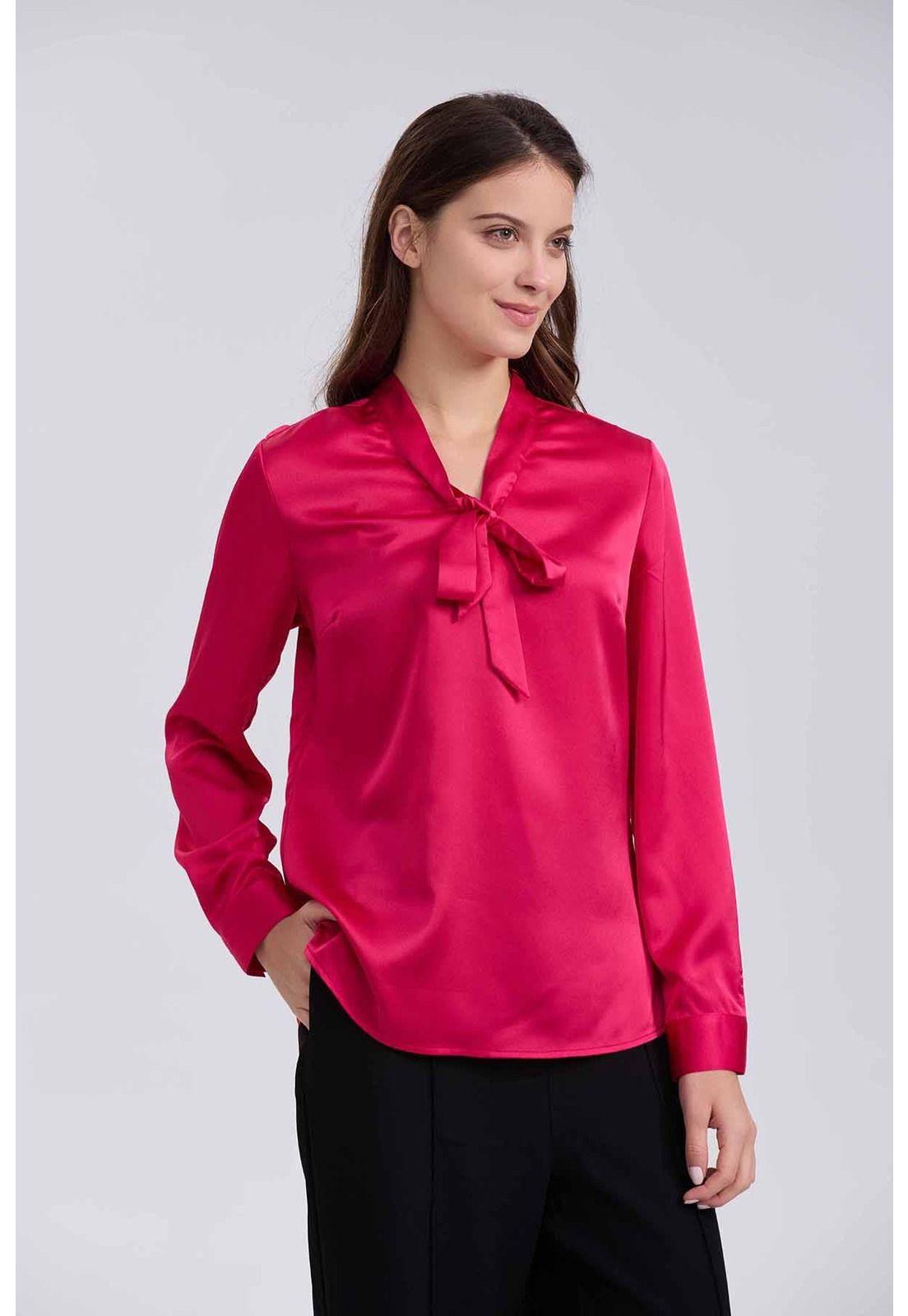Blusa Mujer Con Lazo Fucsia-0