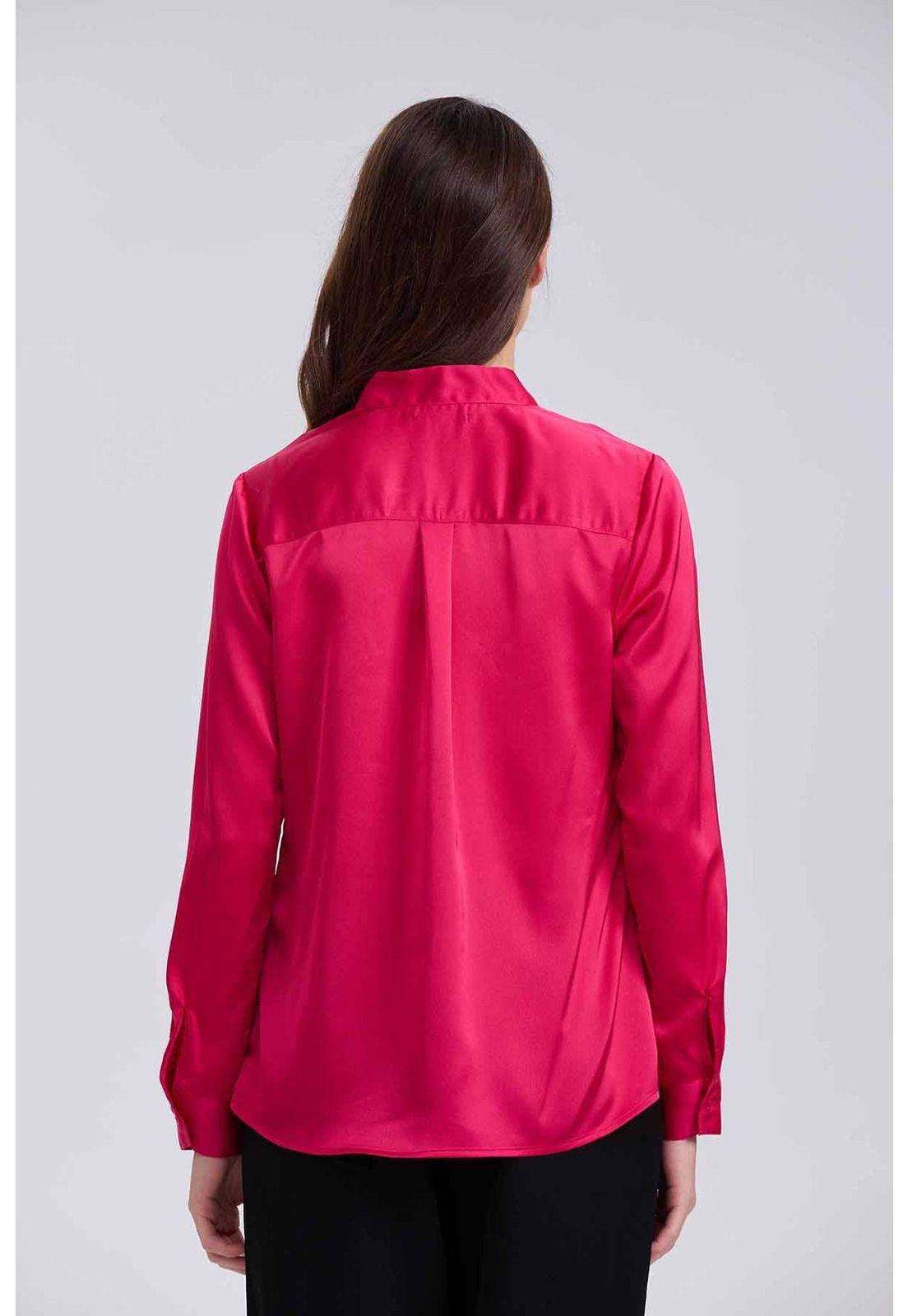 Blusa Mujer Con Lazo Fucsia-2