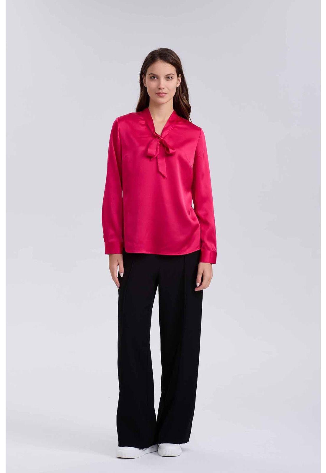 Blusa Mujer Con Lazo Fucsia-3