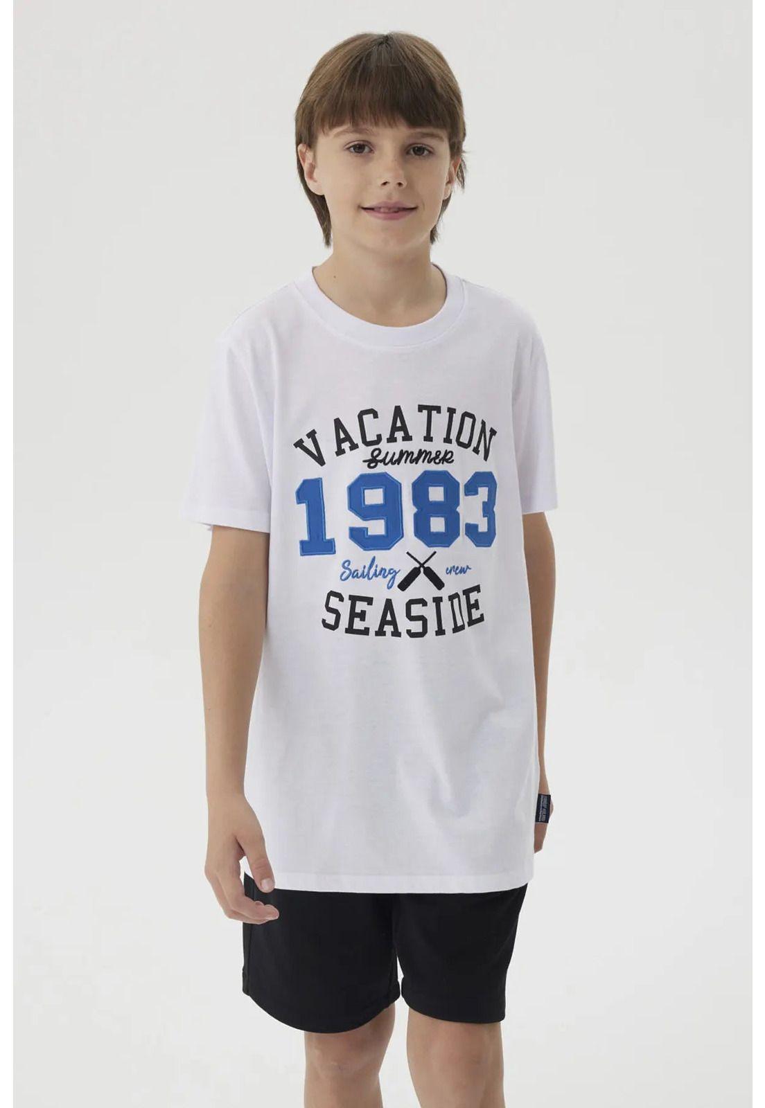 Polera Niño Letras Bordadas Blanco-0