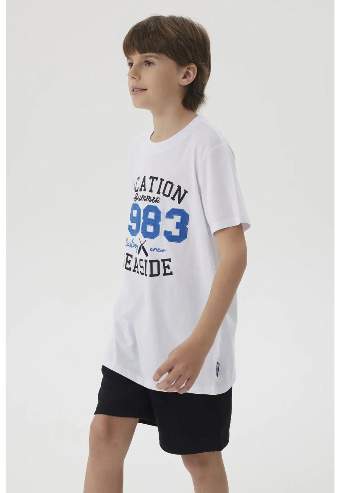 Polera Niño Letras Bordadas Blanco-5