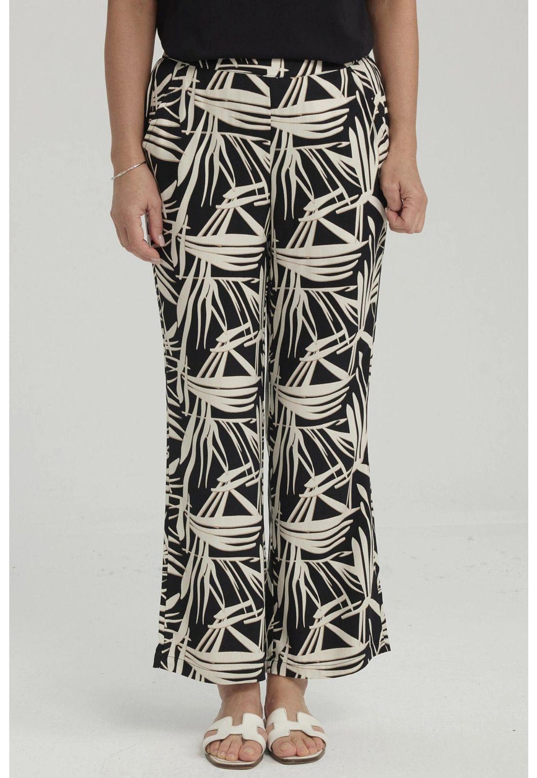 Pantalón Pescador Mujer Print Negro-0