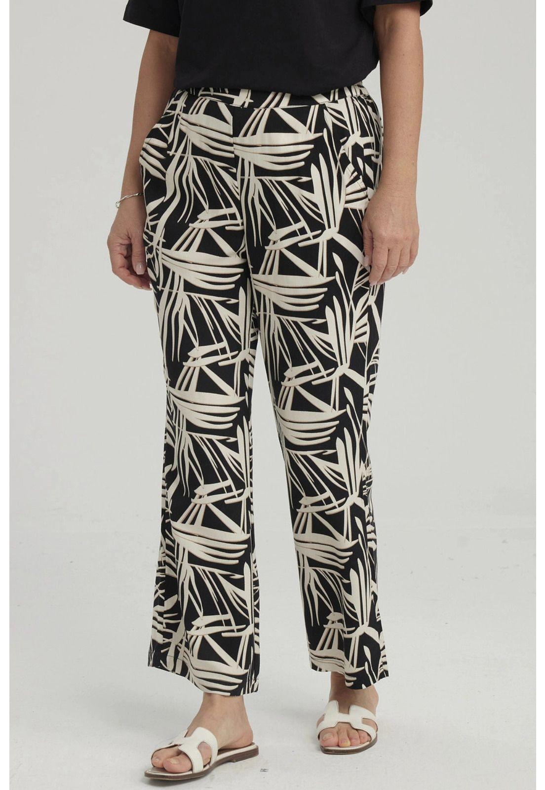 Pantalón Pescador Mujer Print Negro-1