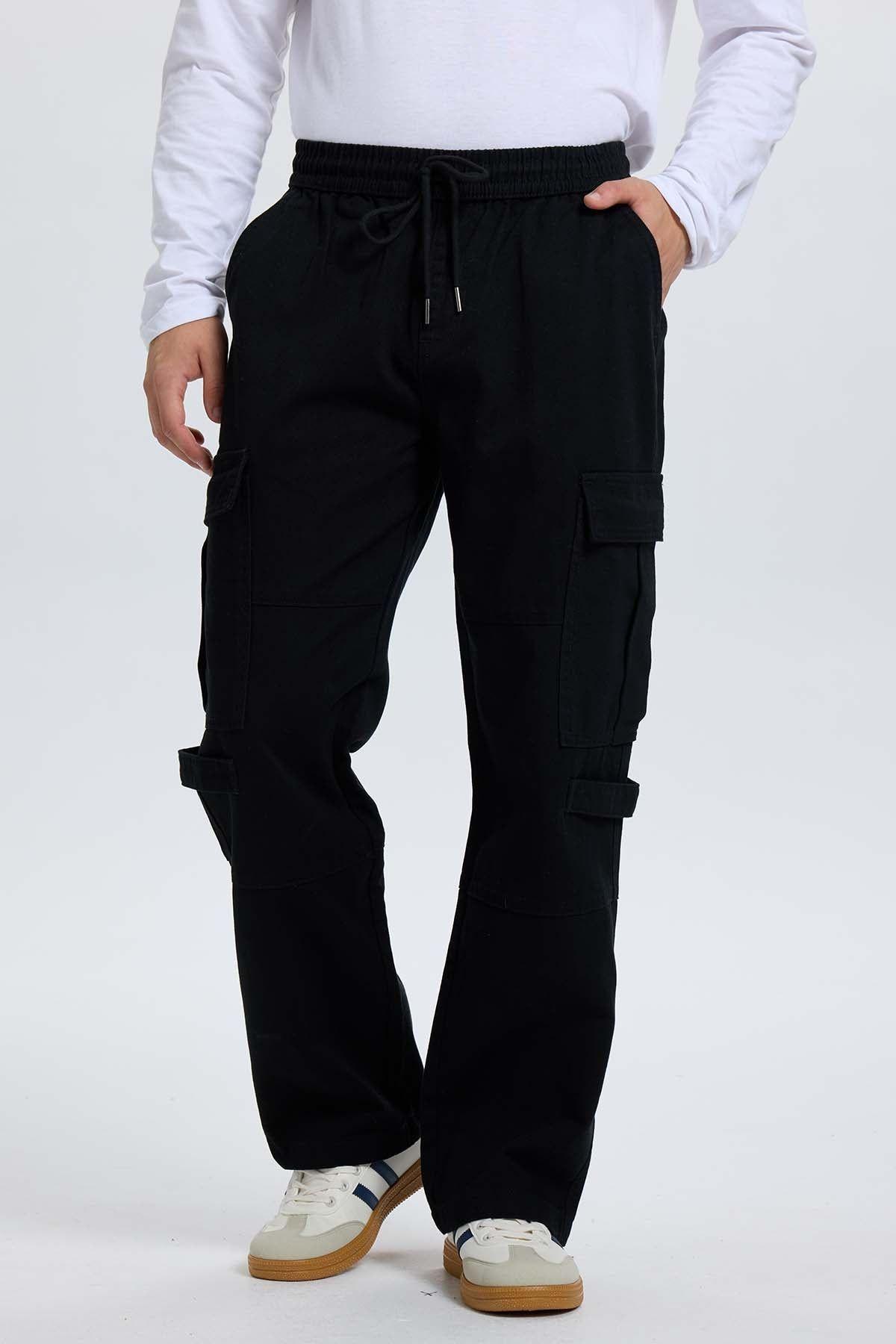 Jeans Hombre Cargo Con Broche Negro-0