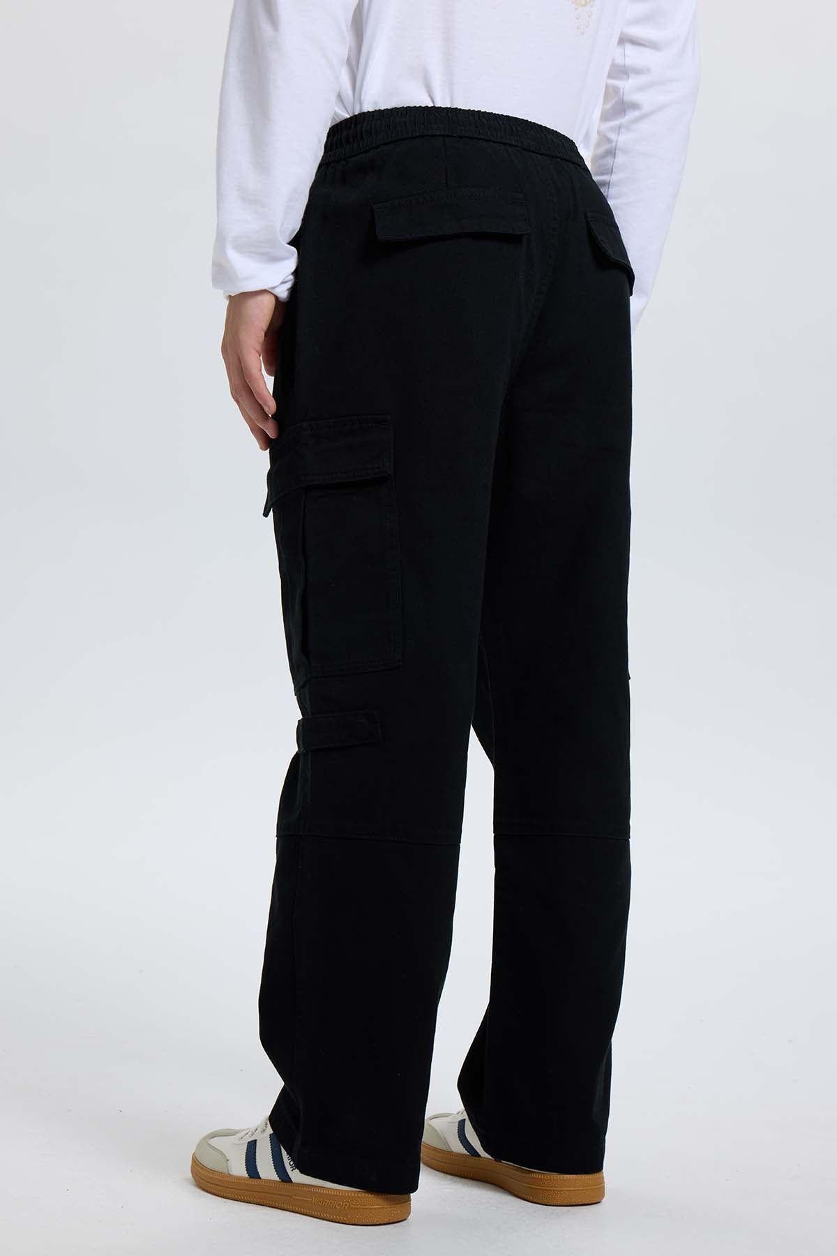 Jeans Hombre Cargo Con Broche Negro-2