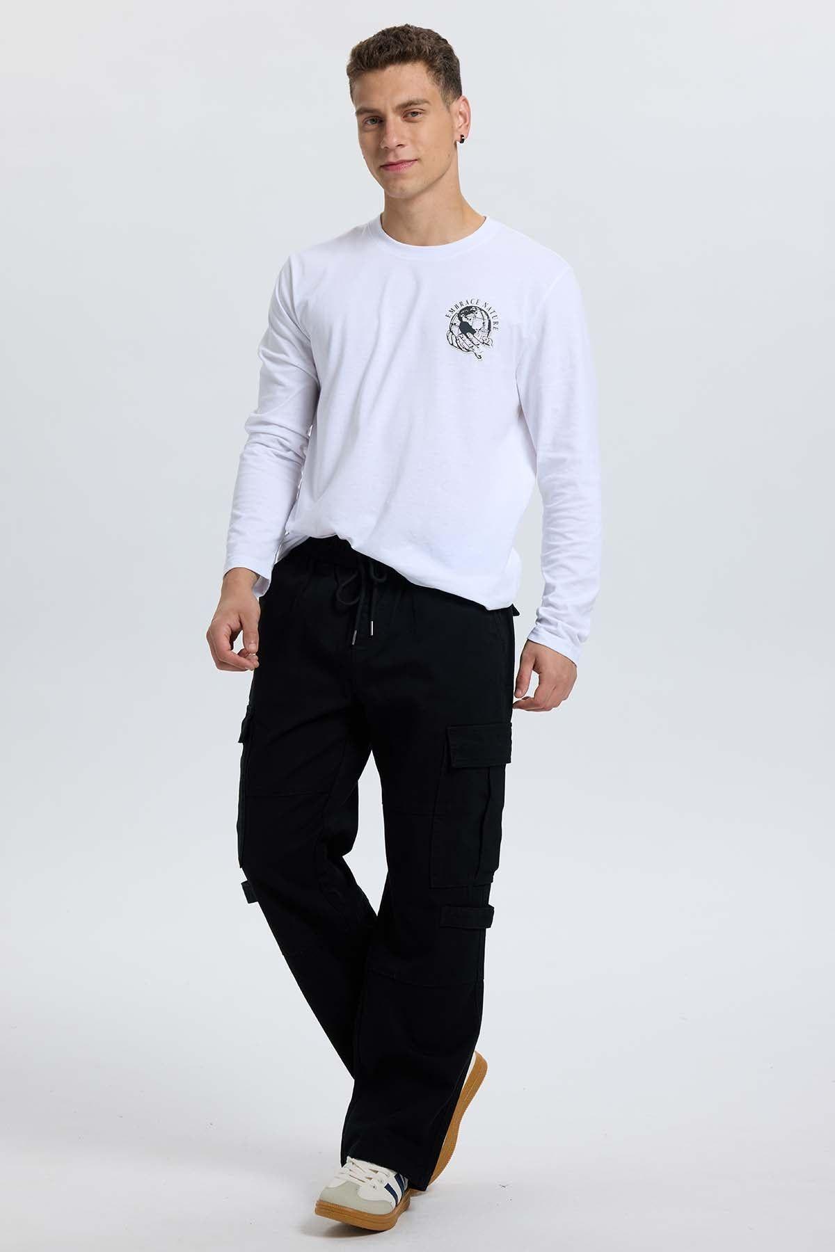 Jeans Hombre Cargo Con Broche Negro-3