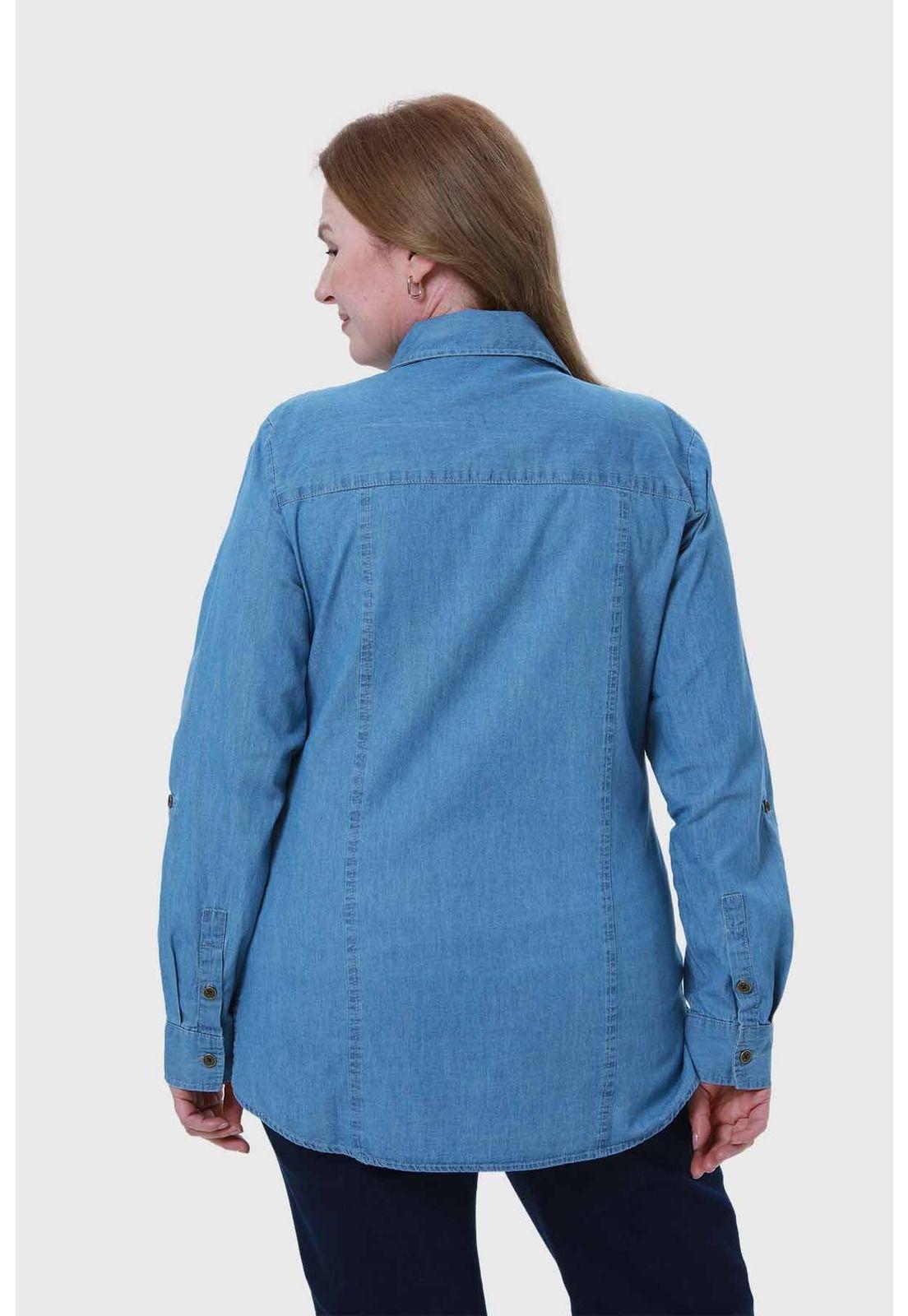 Blusa Mujer Roll Up Azul-2