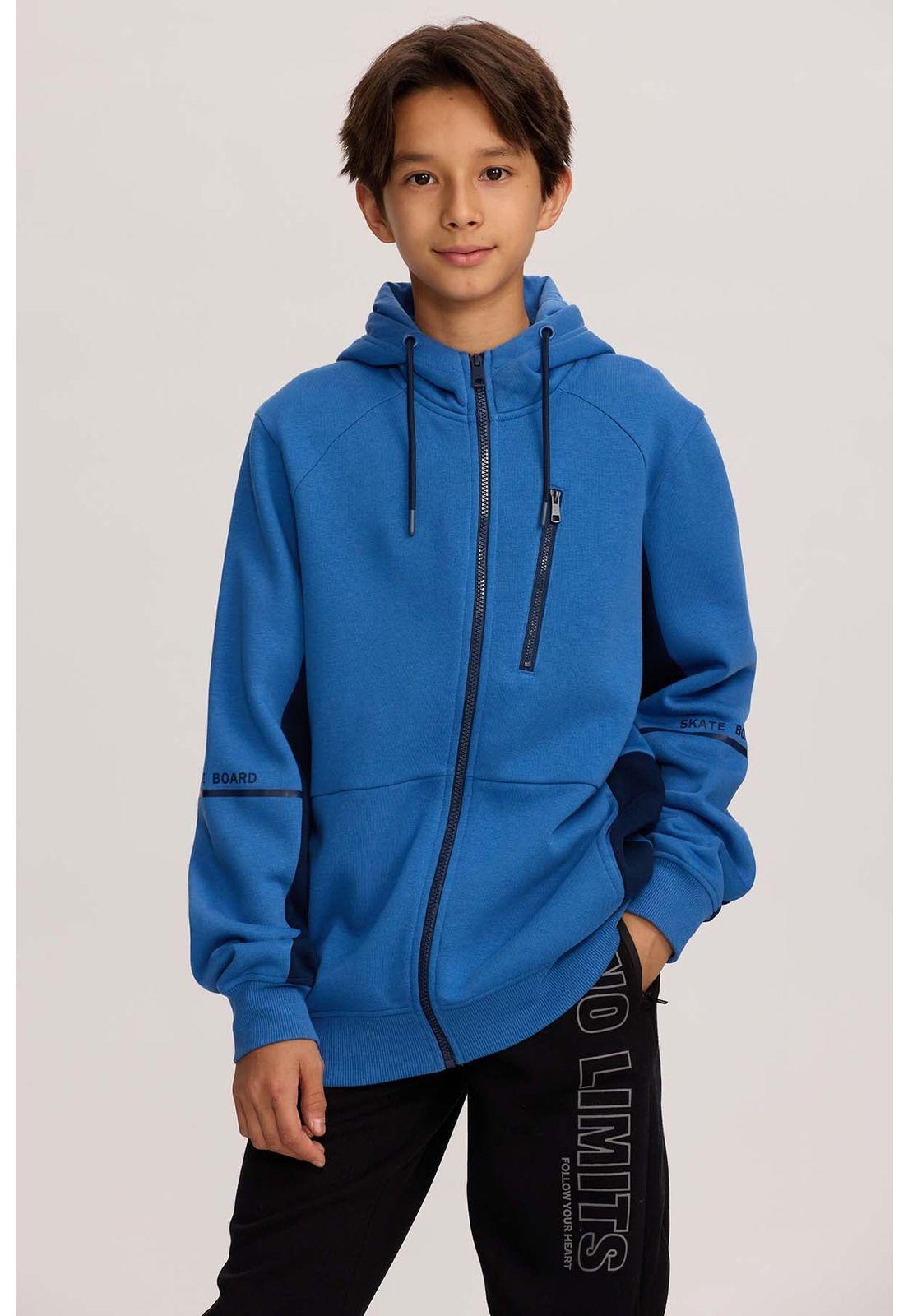 Polerón Niño Básico Print Azul-1