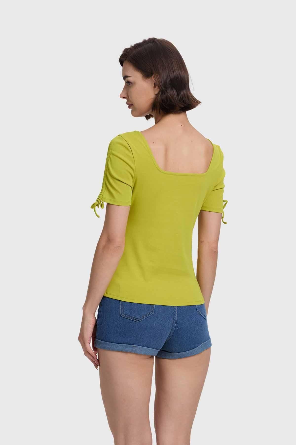 Polera Mujer Escote Corazón Verde-2