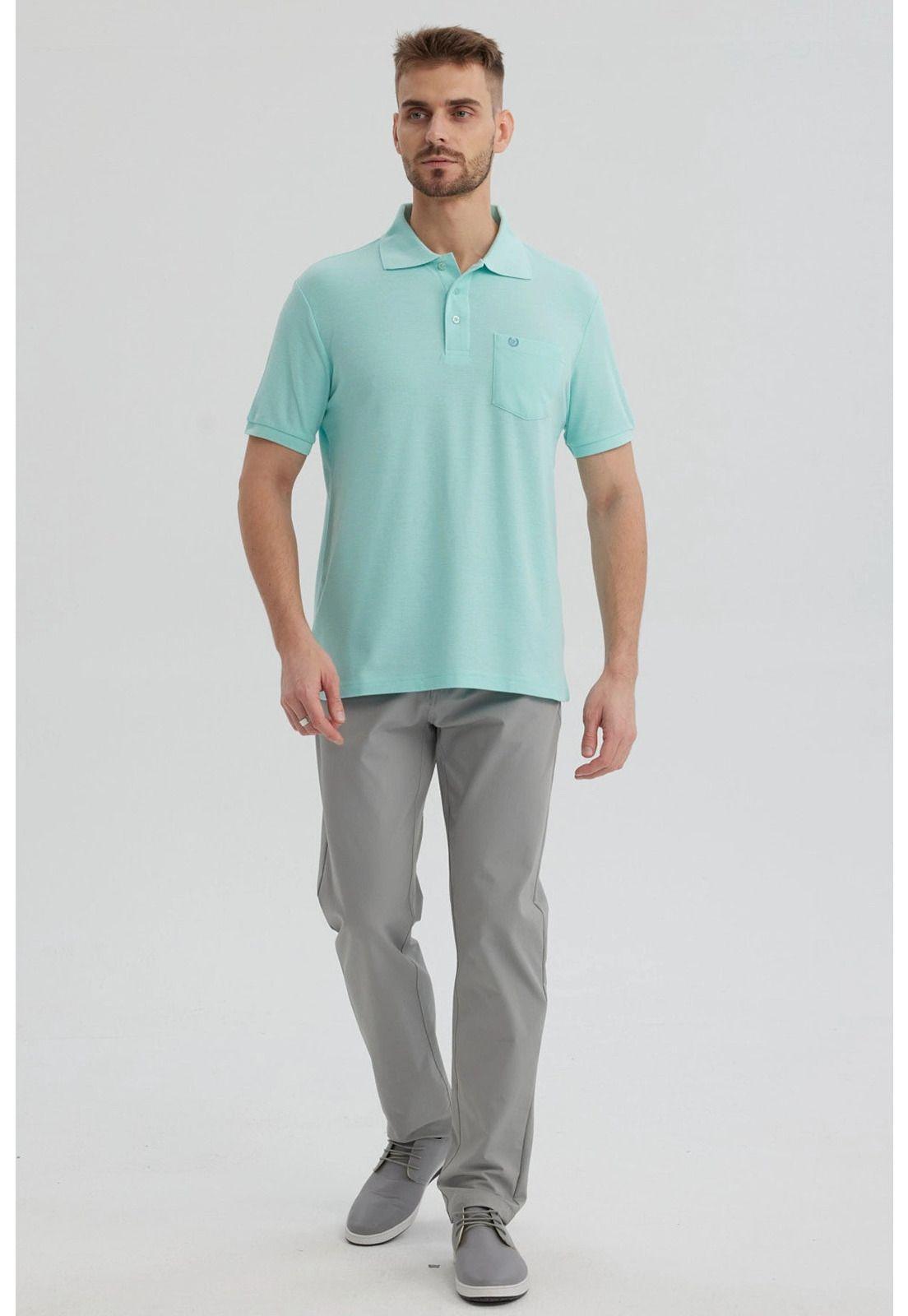 Polera Hombre Pique Básica Lisa Verde Claro- ll-3