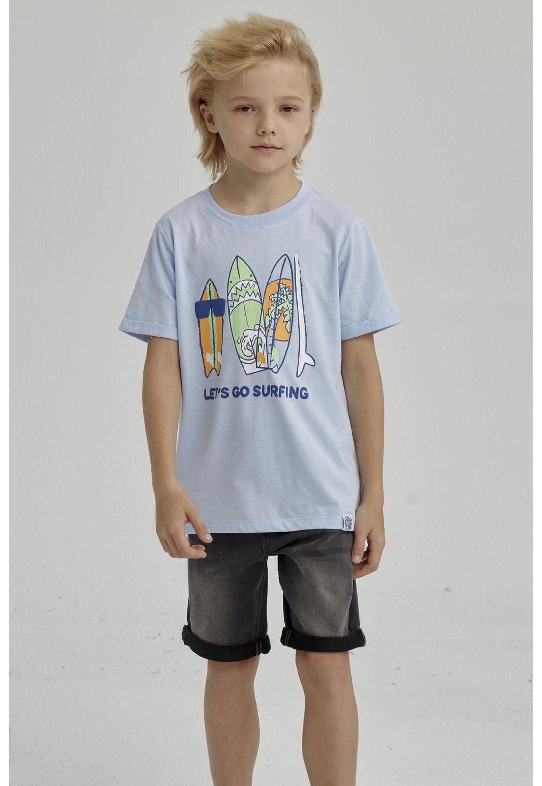 Polera Niño Puff Print Delantero Celeste-4