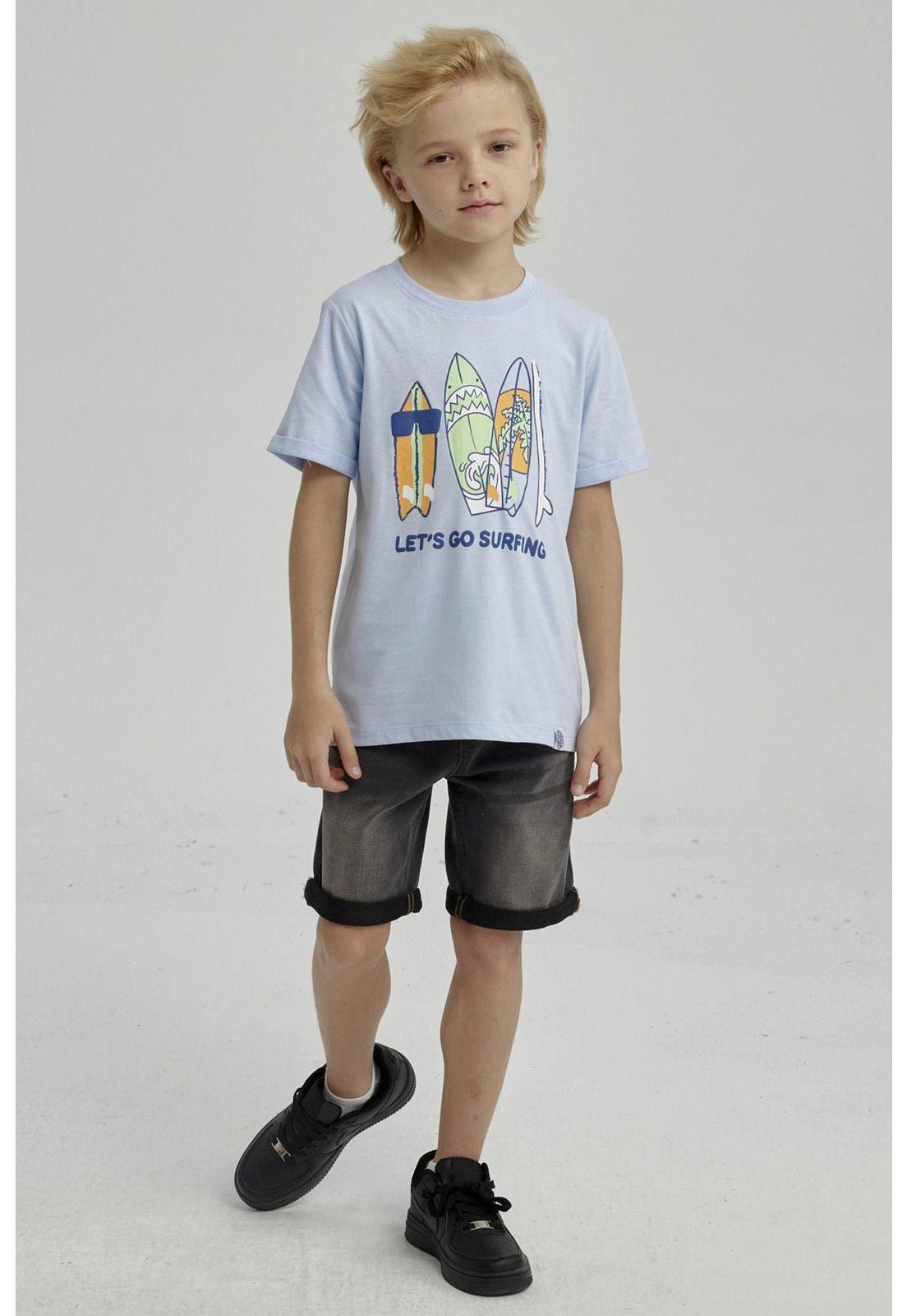 Polera Niño Puff Print Delantero Celeste-7