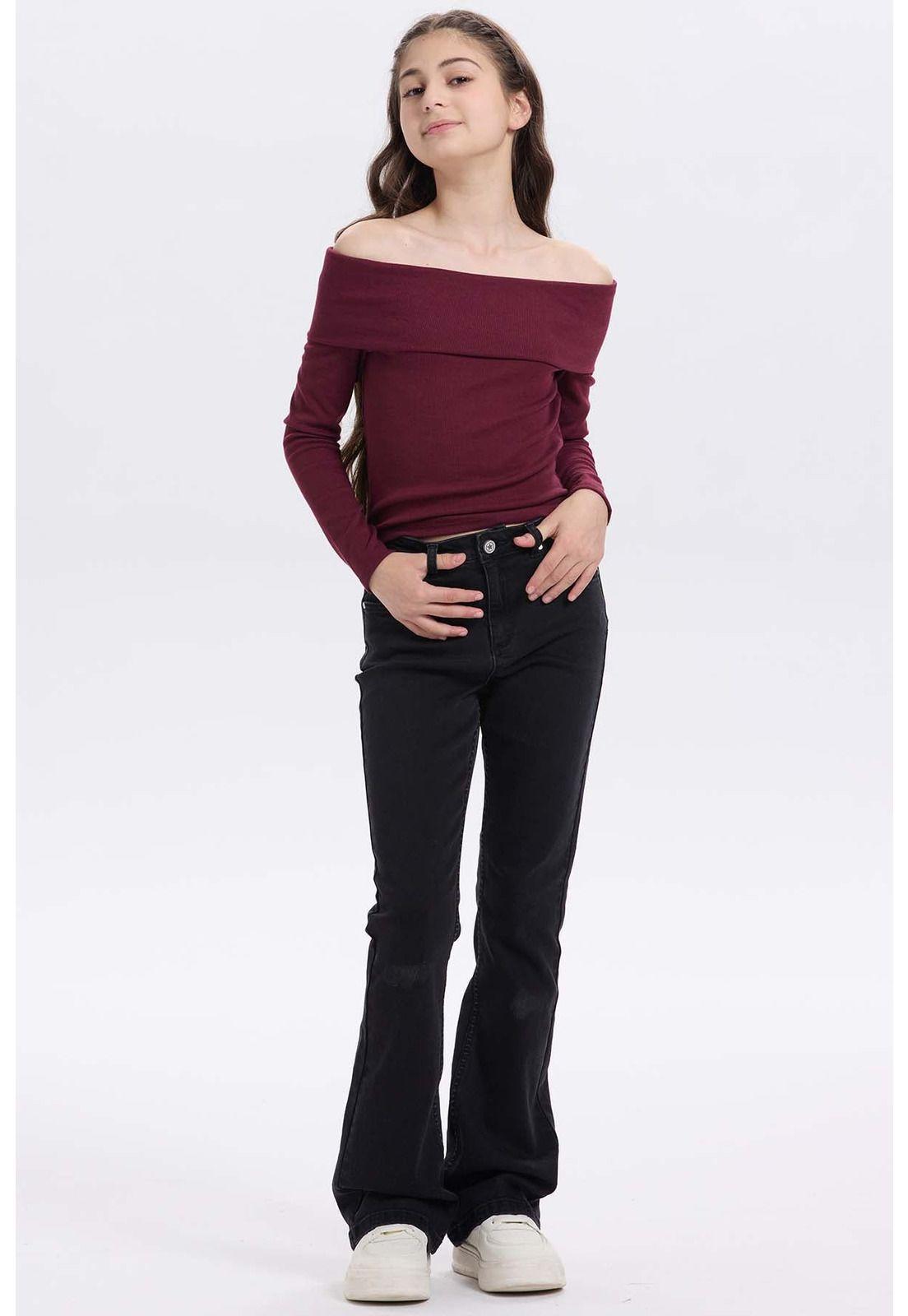 Jeans Niña Básico Flare Negro-3