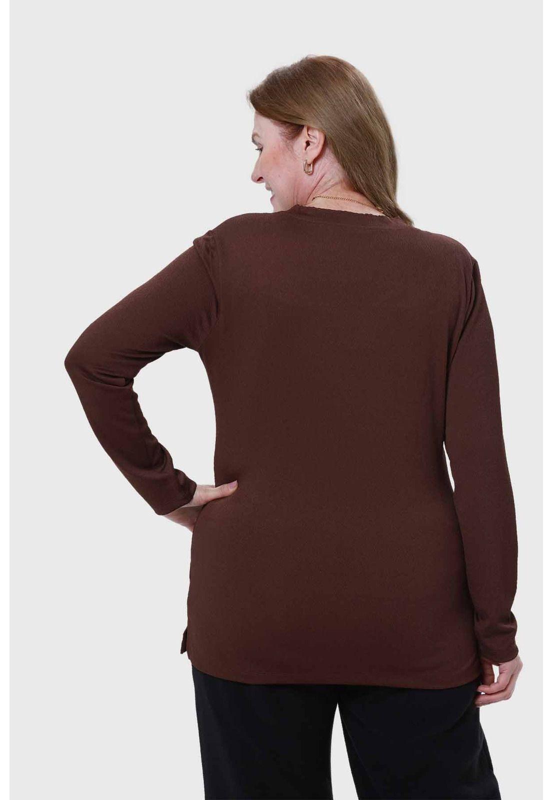 Polera Mujer Texturizada Café-2