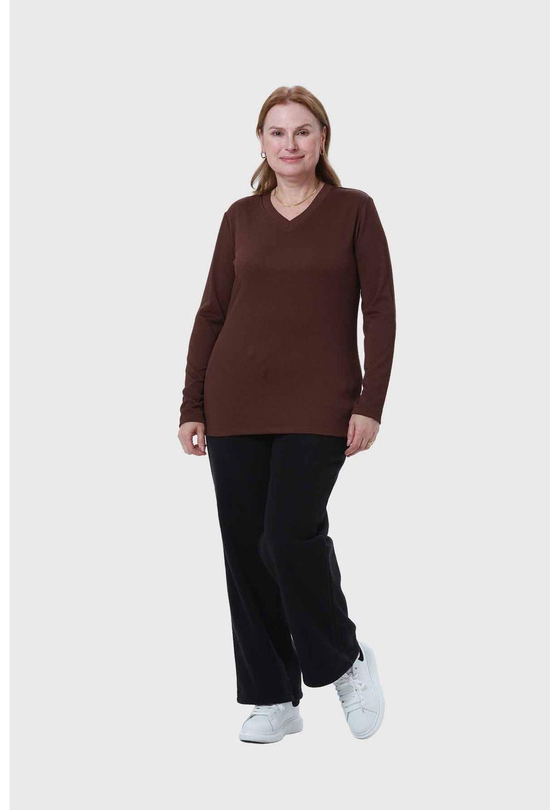 Polera Mujer Texturizada Café-3