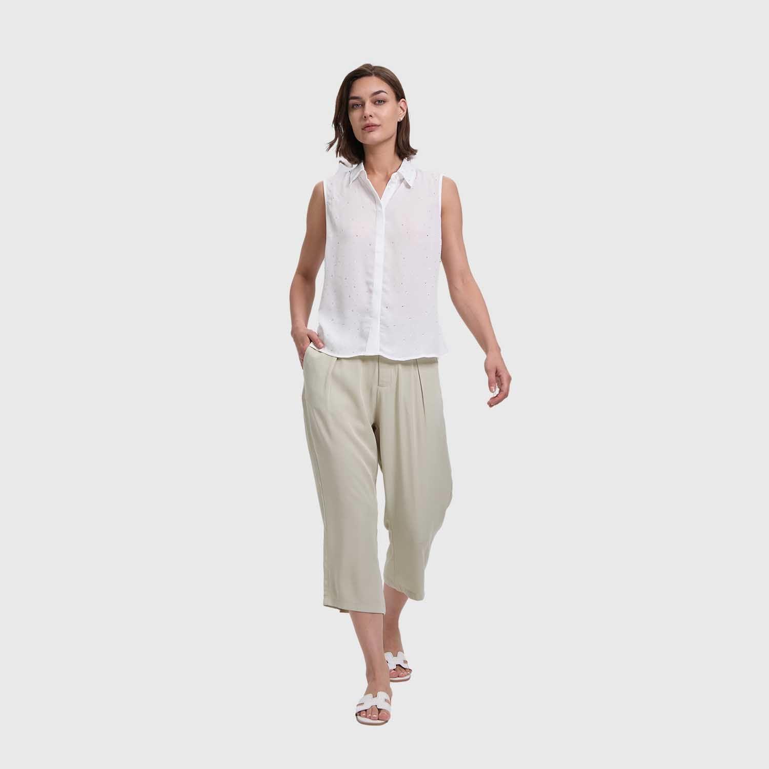 Blusa Mujer Abotonada Aplicación Crudo Fashion's Park-3