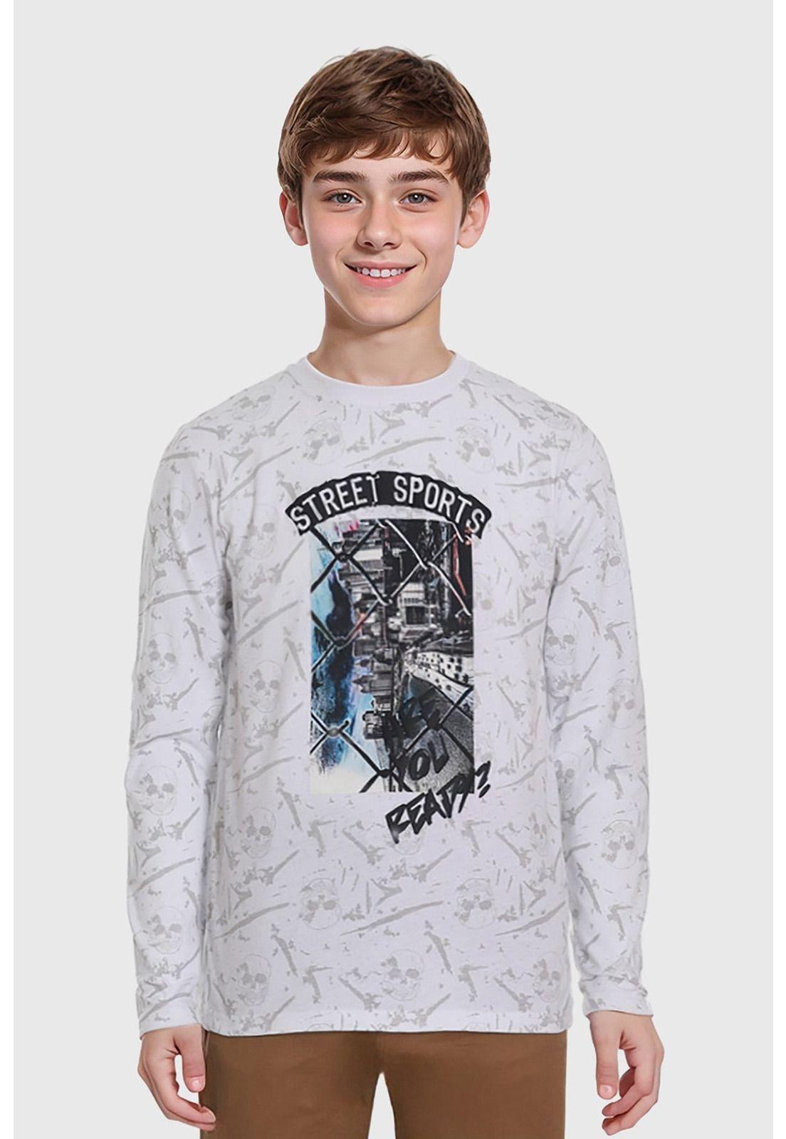 Polera Niño Print Blanco - lV-0