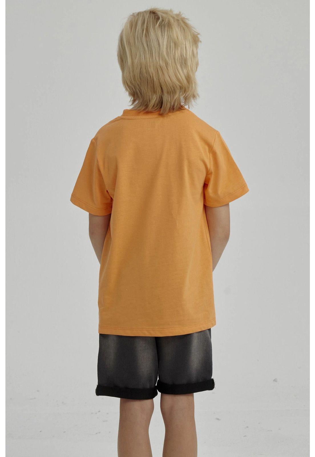 Polera Niño Básica Estampada Naranjo - lV-6