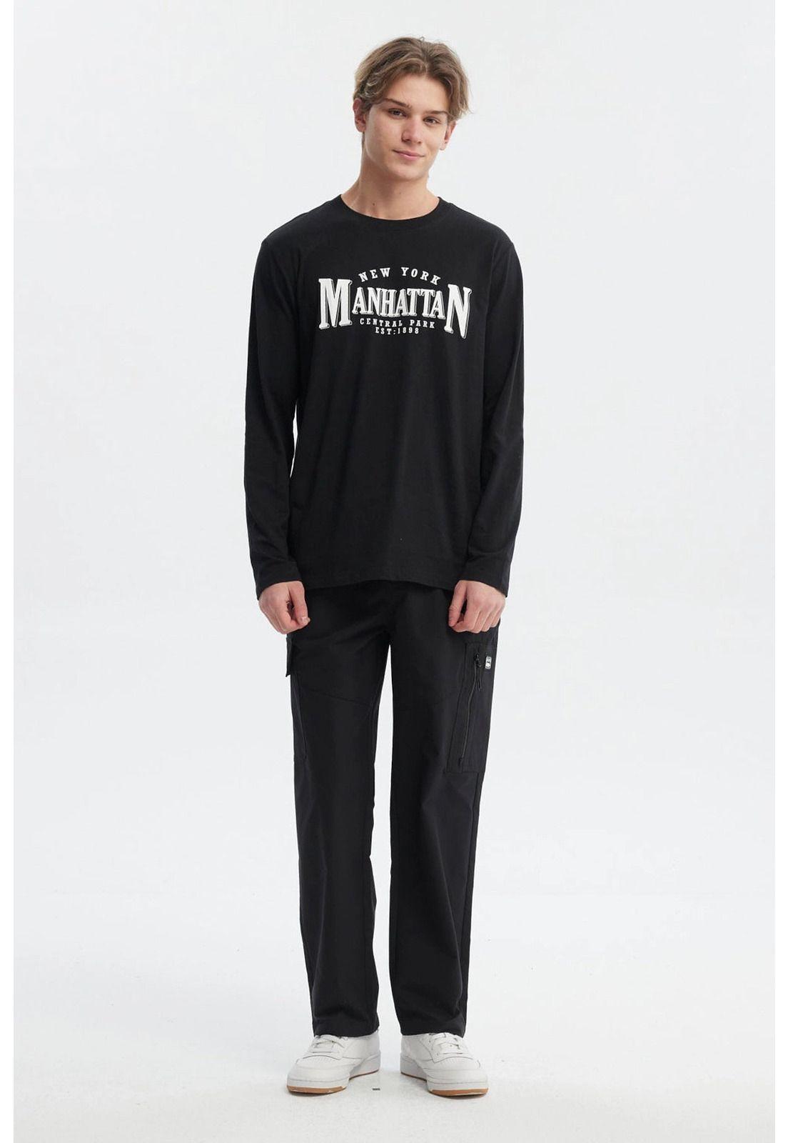 Polera Hombre Print Frontal Negro-3